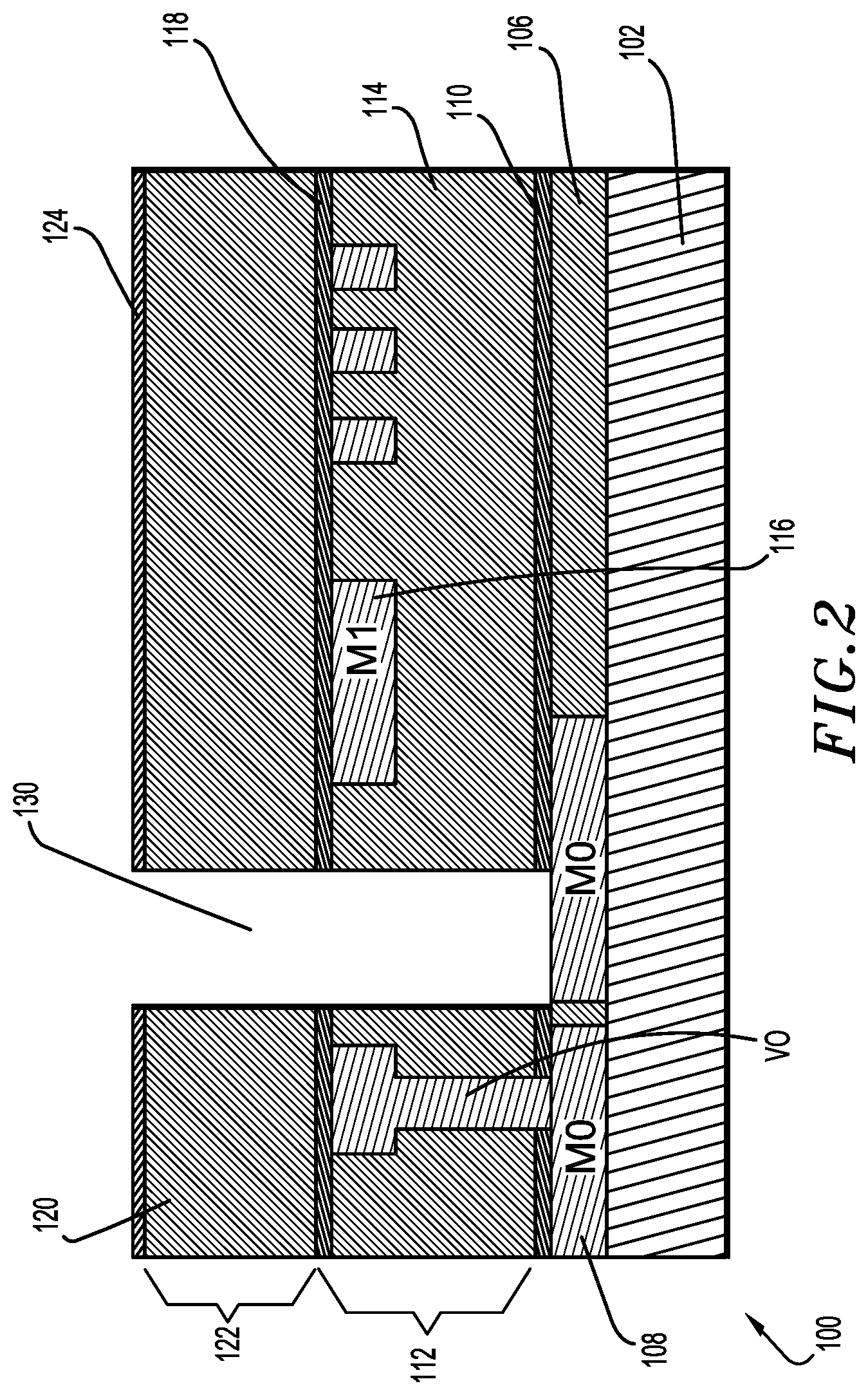 Patent US11784120 Figure 2 – Metal via structure