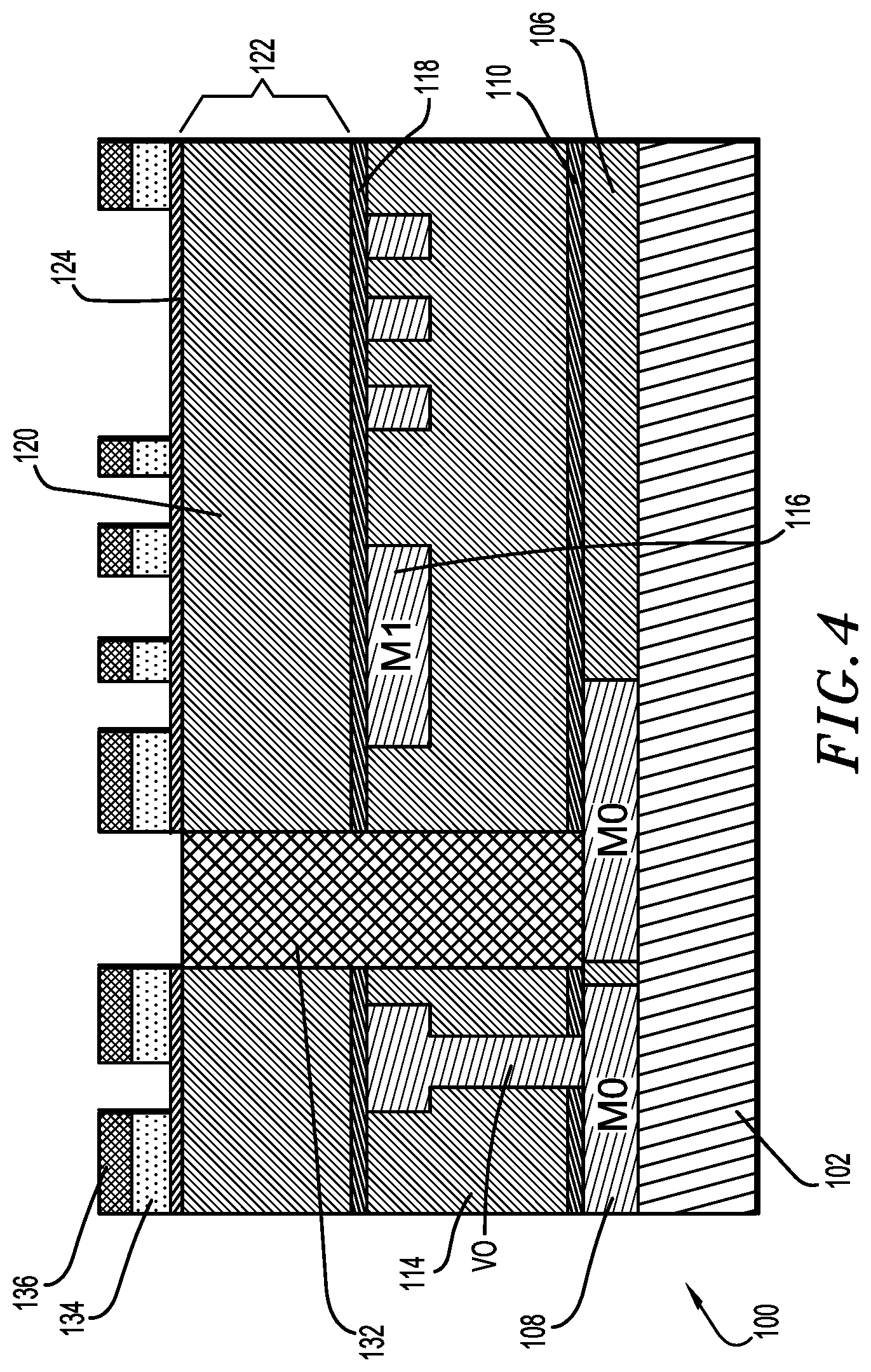 Patent US11784120 Figure 4 – Metal via structure