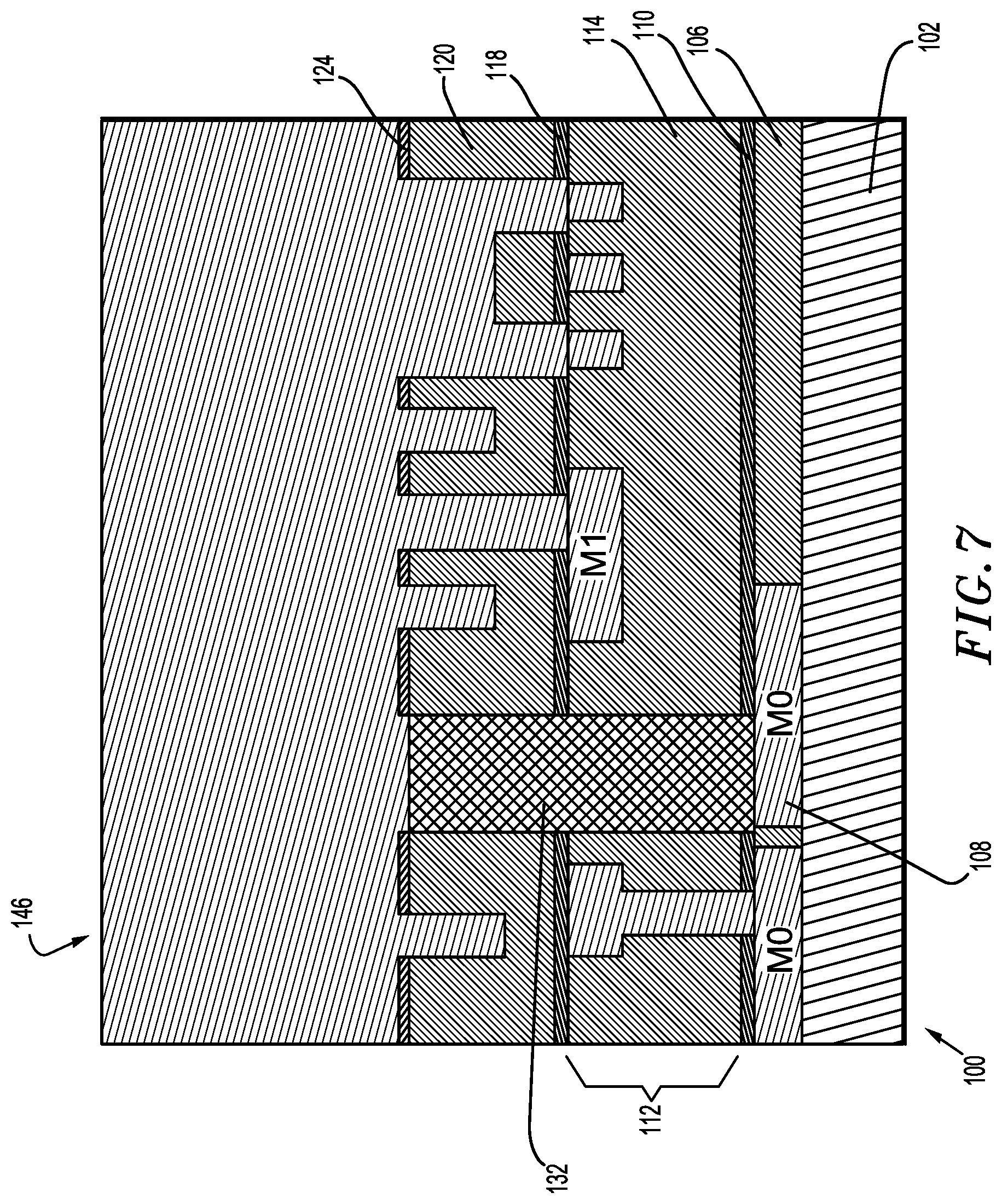 Patent US11784120 Figure 7 – Metal via structure