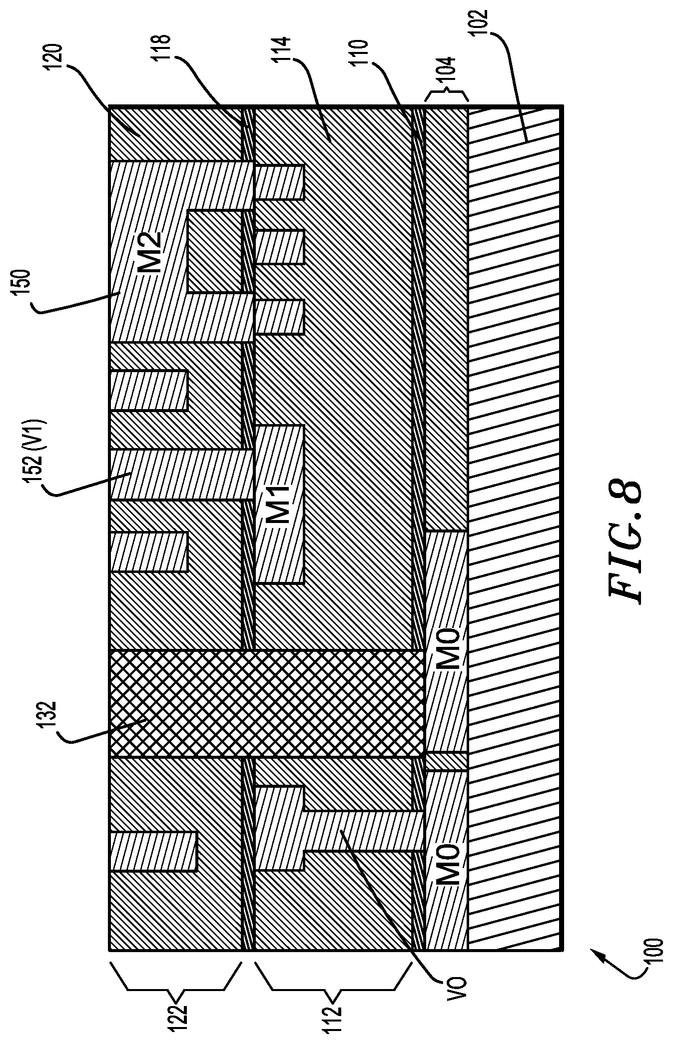 Patent US11784120 Figure 8 – Metal via structure