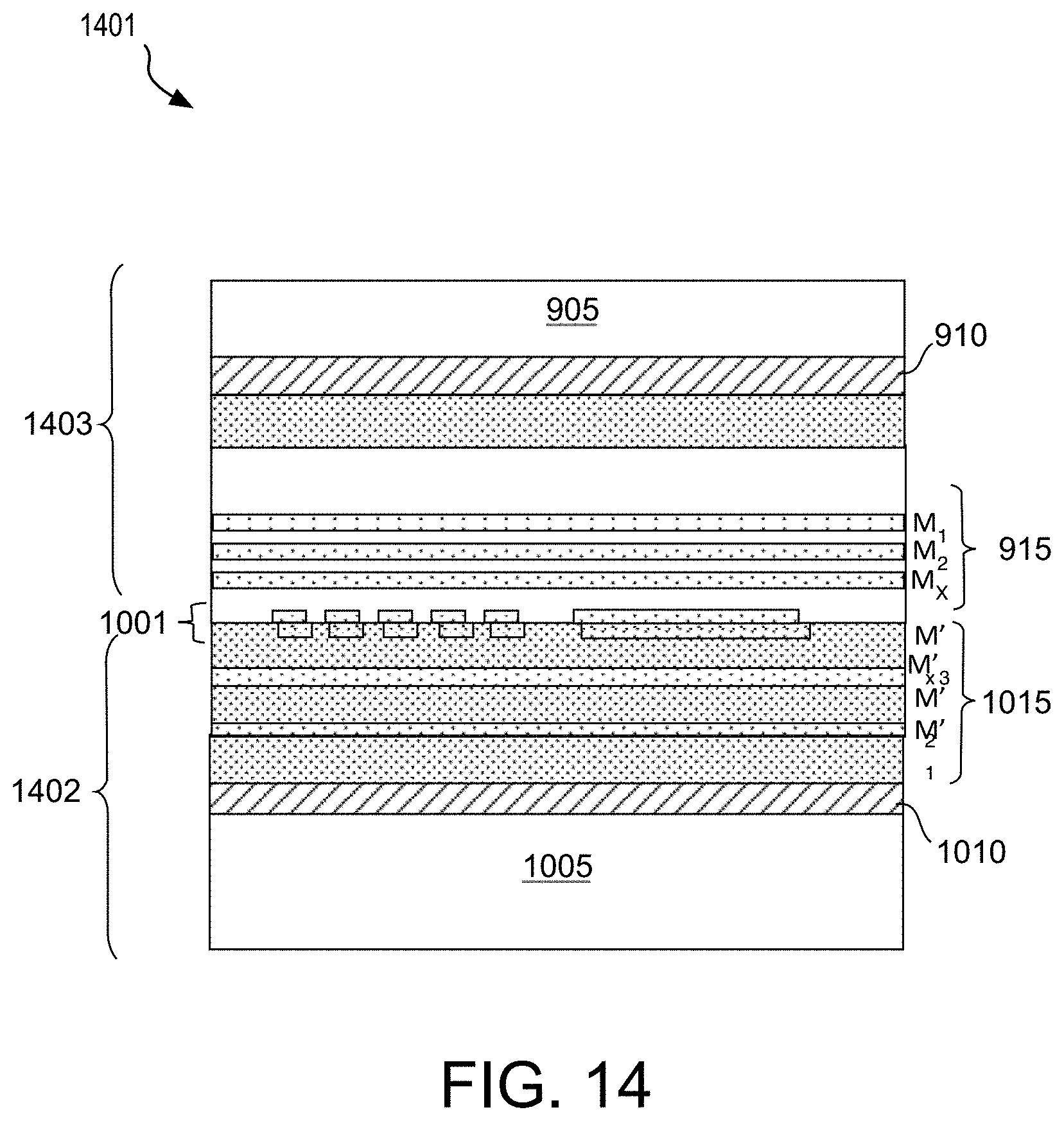 Patent US11784123 Figure 11 – Methods and structures for improved electrical contact between bonded integrated circuit interfaces