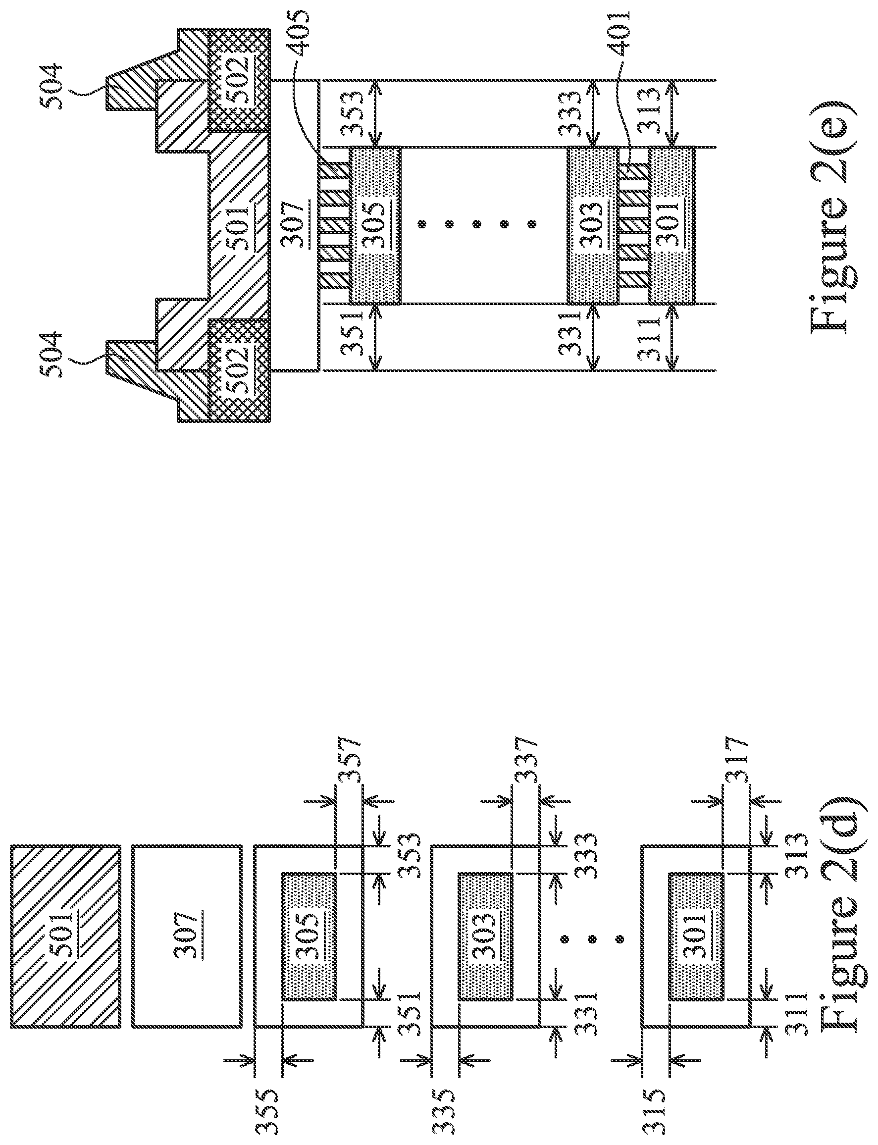Patent US11784124 Figure 3 – Plurality of different size metal layers for a pad structure