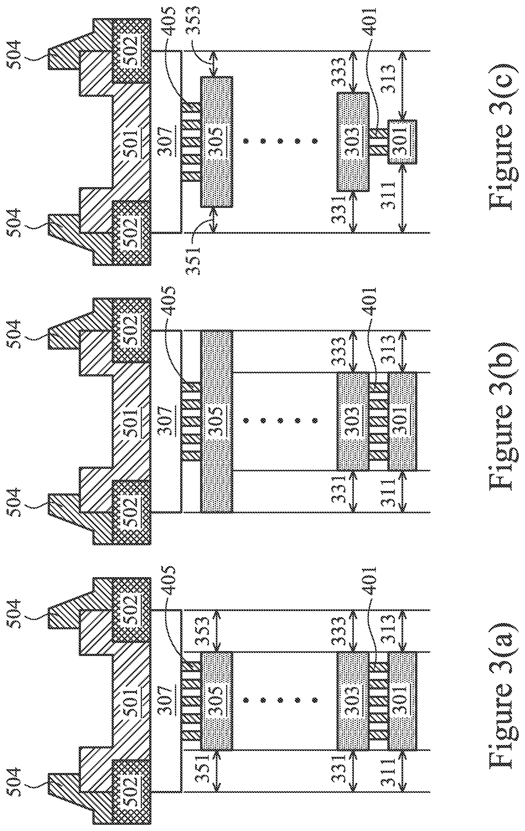 Patent US11784124 Figure 4 – Plurality of different size metal layers for a pad structure