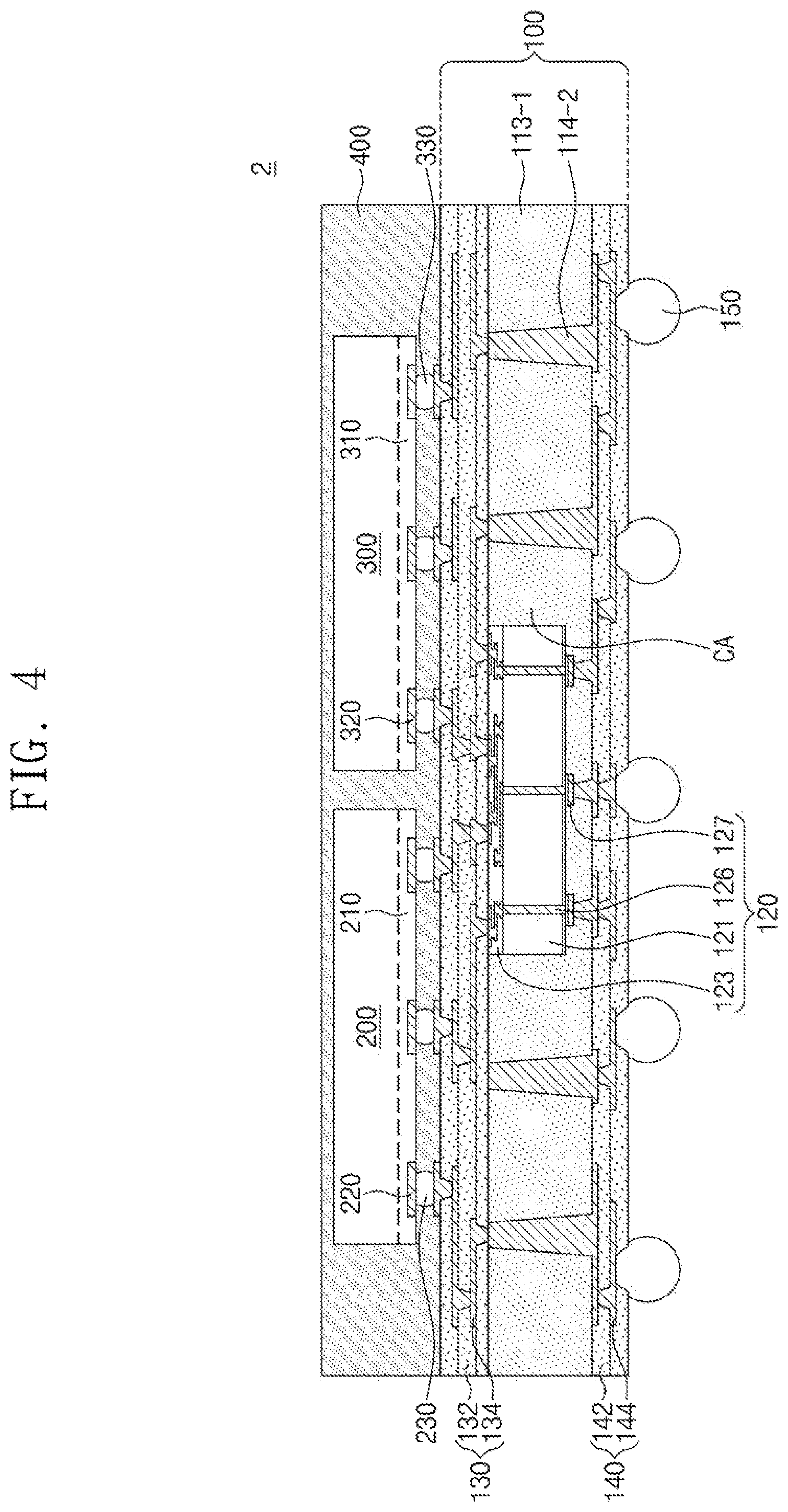 Patent US11784129 Figure 4 – Semiconductor package and method of fabricating the same