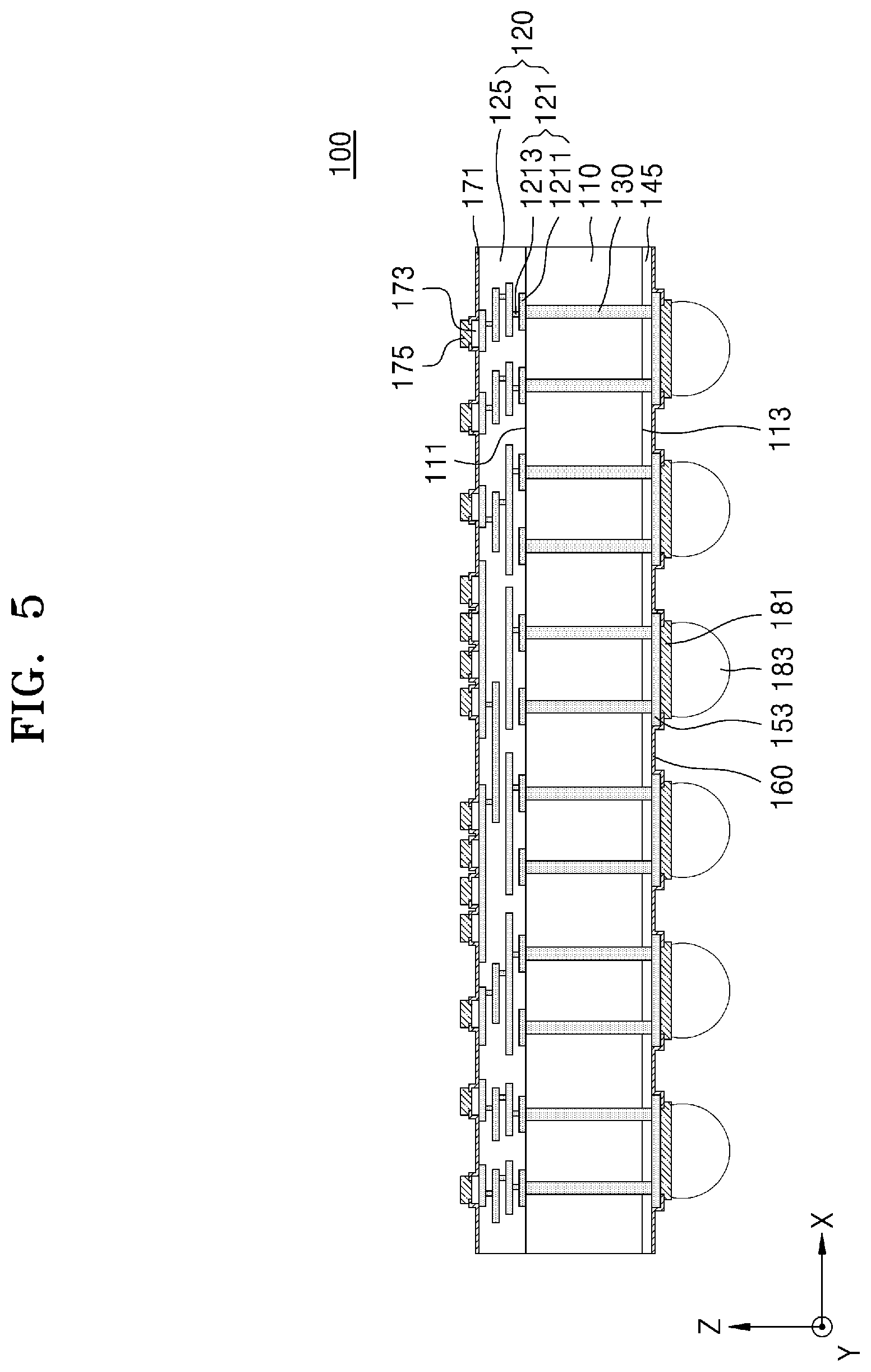 Patent US11784131 Figure 5 – Interposer and semiconductor package including the same