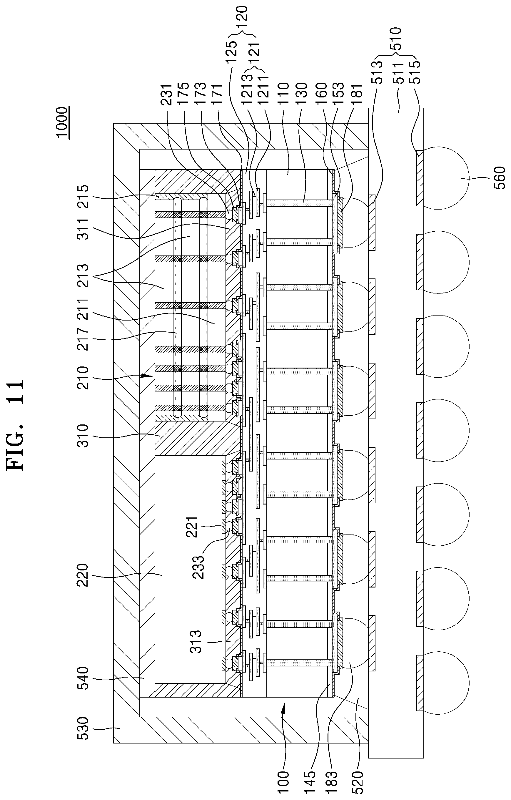 Patent US11784131 Figure 11 – Interposer and semiconductor package including the same