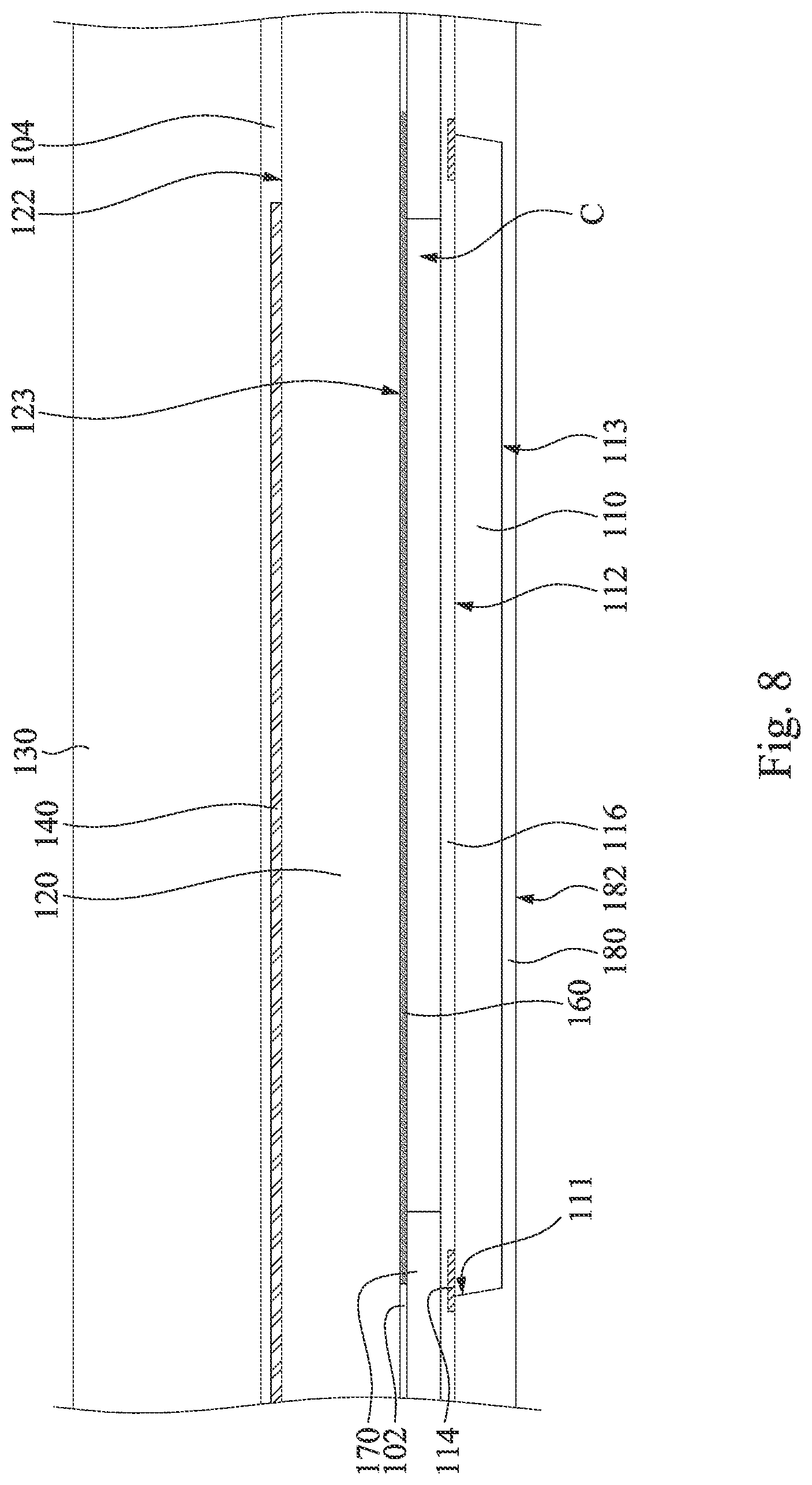 Patent US11784134 Figure 8 – Chip package and manufacturing method thereof