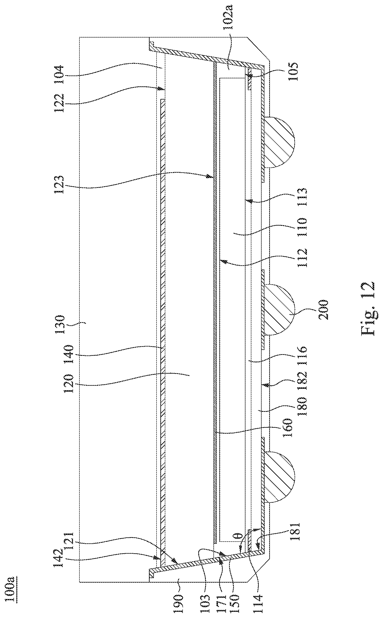 Patent US11784134 Figure 12 – Chip package and manufacturing method thereof