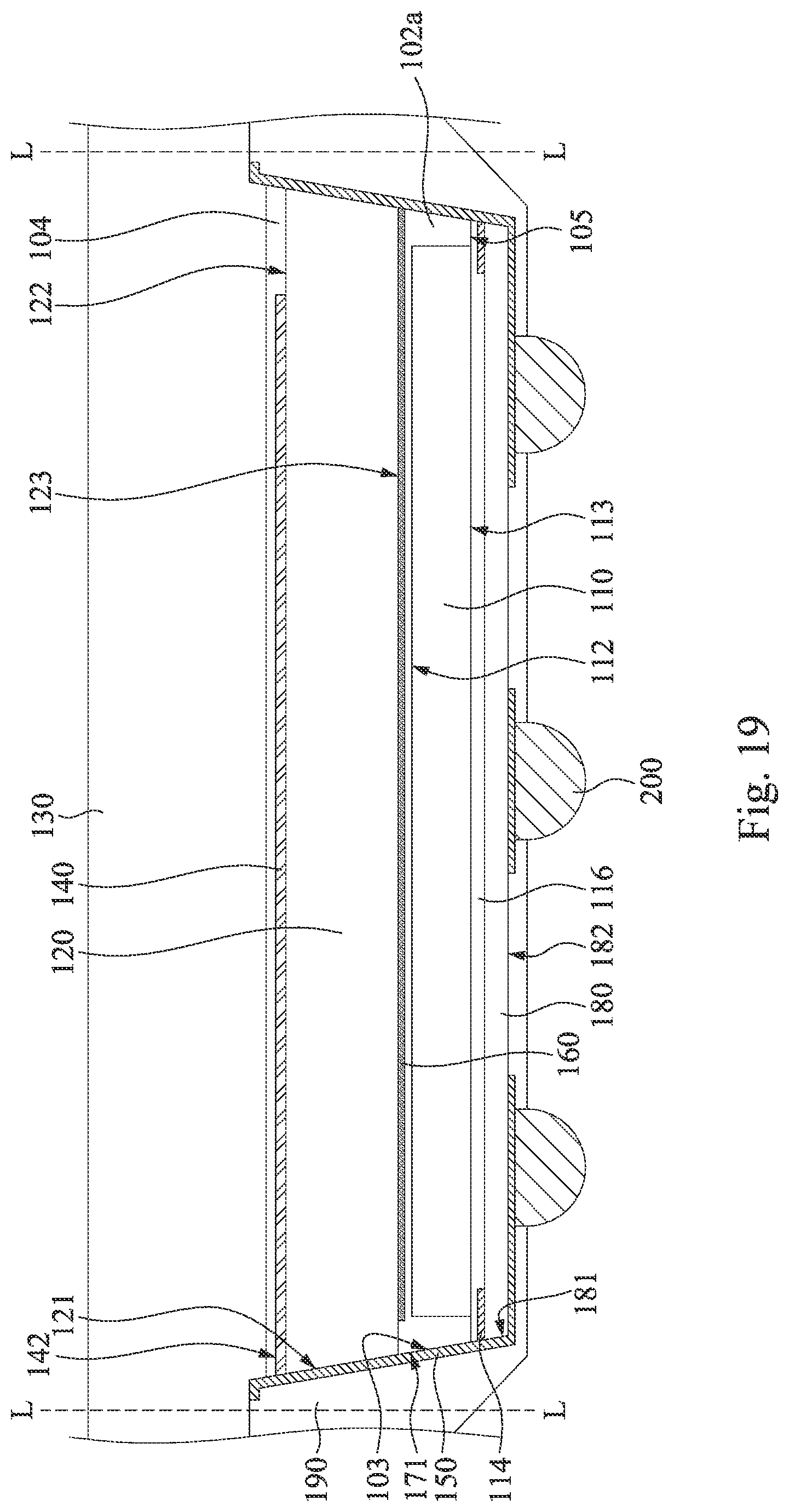 Patent US11784134 Figure 19 – Chip package and manufacturing method thereof