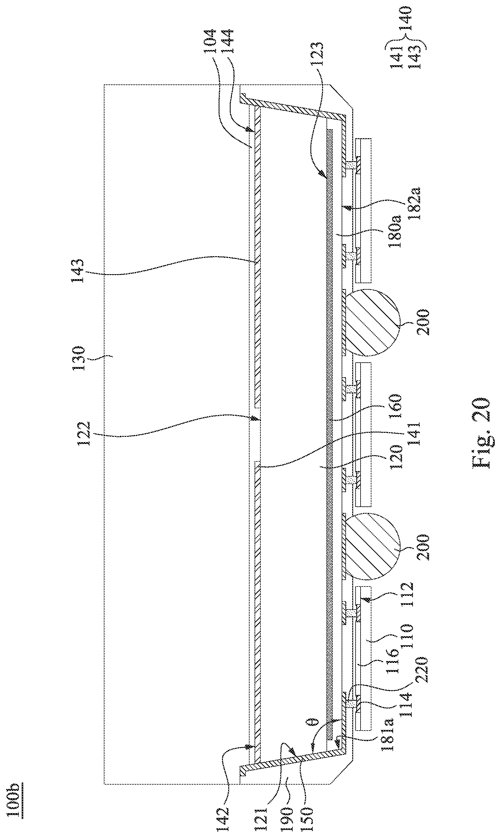 Patent US11784134 Figure 20 – Chip package and manufacturing method thereof