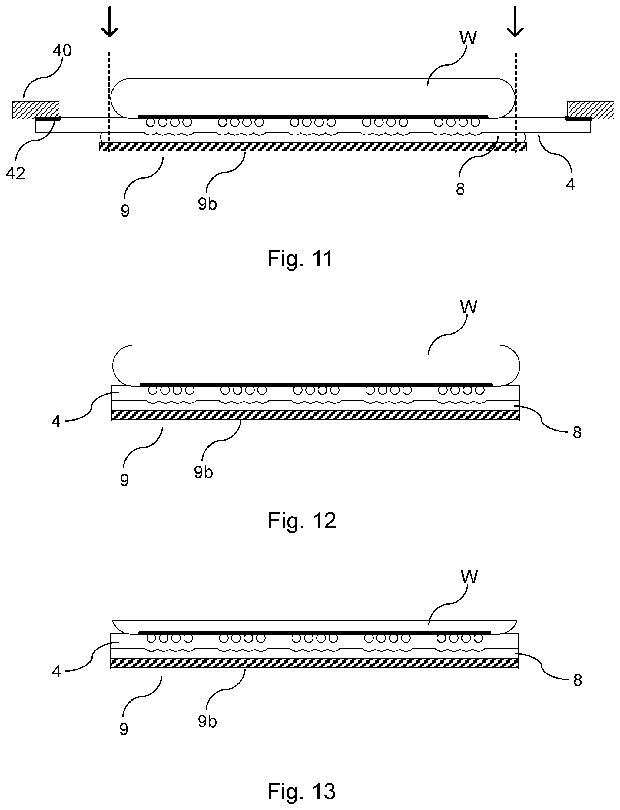 Patent US11784138 Figure 5 – Wafer processing with a protective film and peripheral adhesive