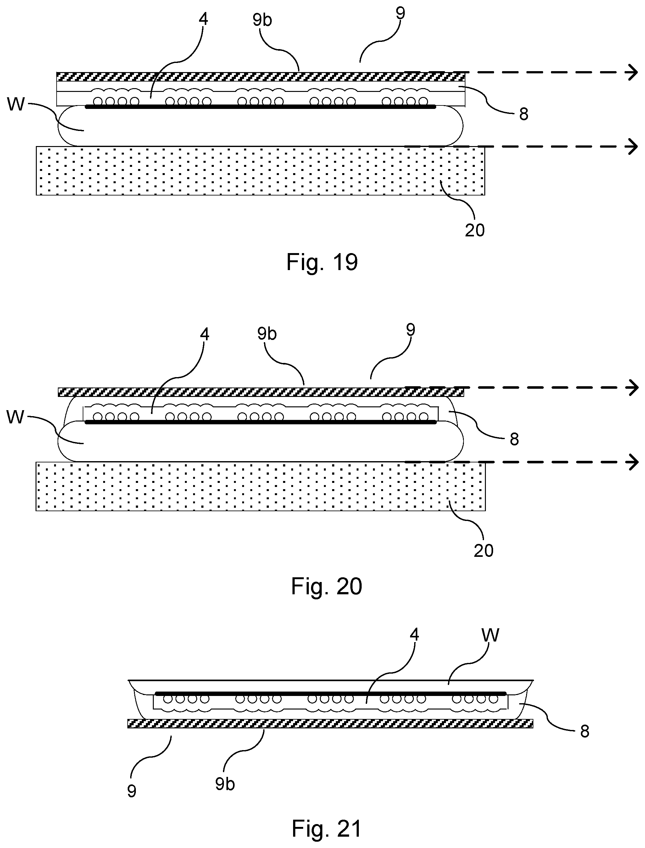 Patent US11784138 Figure 8 – Wafer processing with a protective film and peripheral adhesive