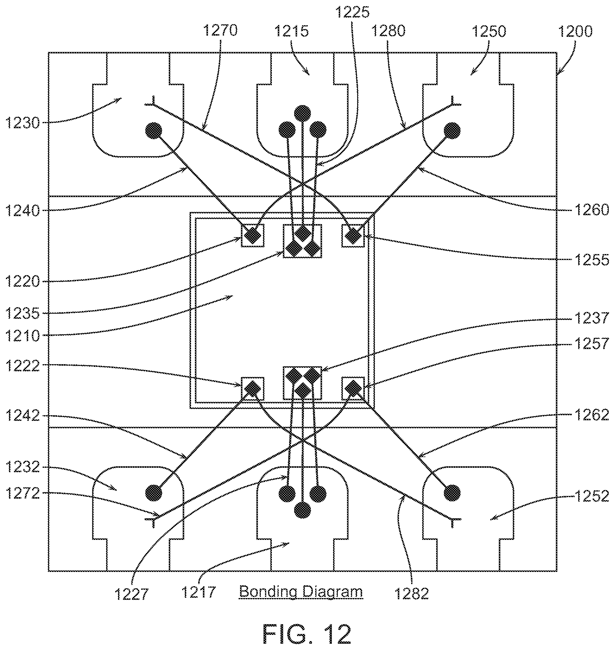 Patent US11784146 Figure 12 – Method and apparatus for a ground wire bonding attachment in MMIC devices