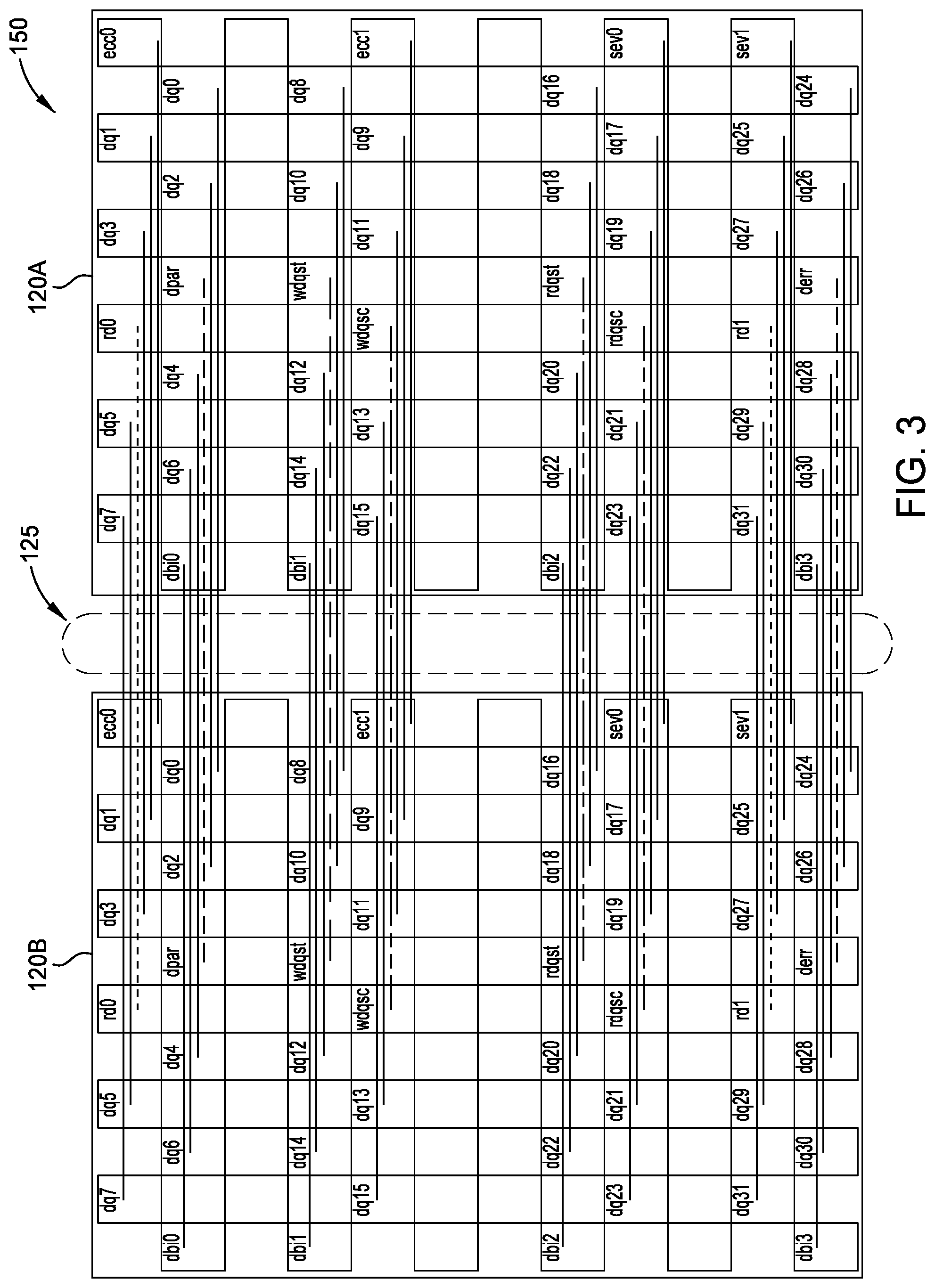 Patent US11784149 Figure 3 – Chip bump interface compatible with different orientations and types of devices