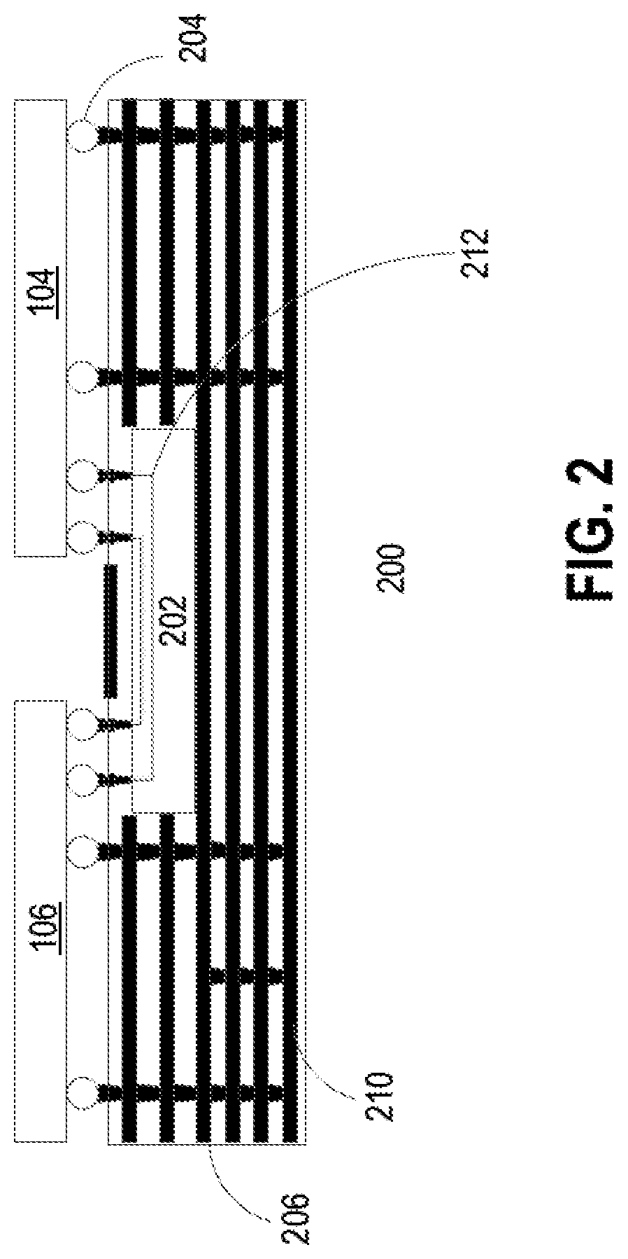 Patent US11784150 Figure 2 – Rounded metal trace corner for stress reduction