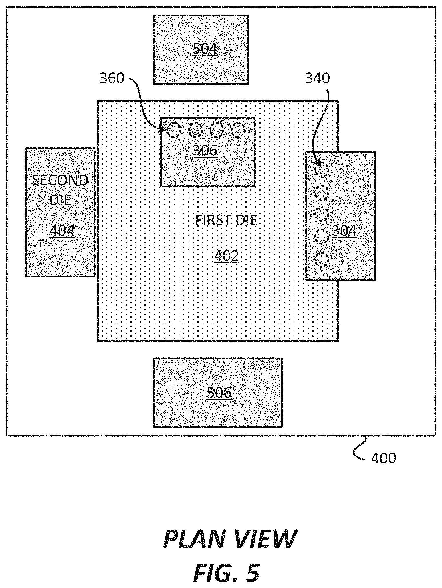 Patent US11784157 Figure 5 – Package comprising integrated devices coupled through a metallization layer