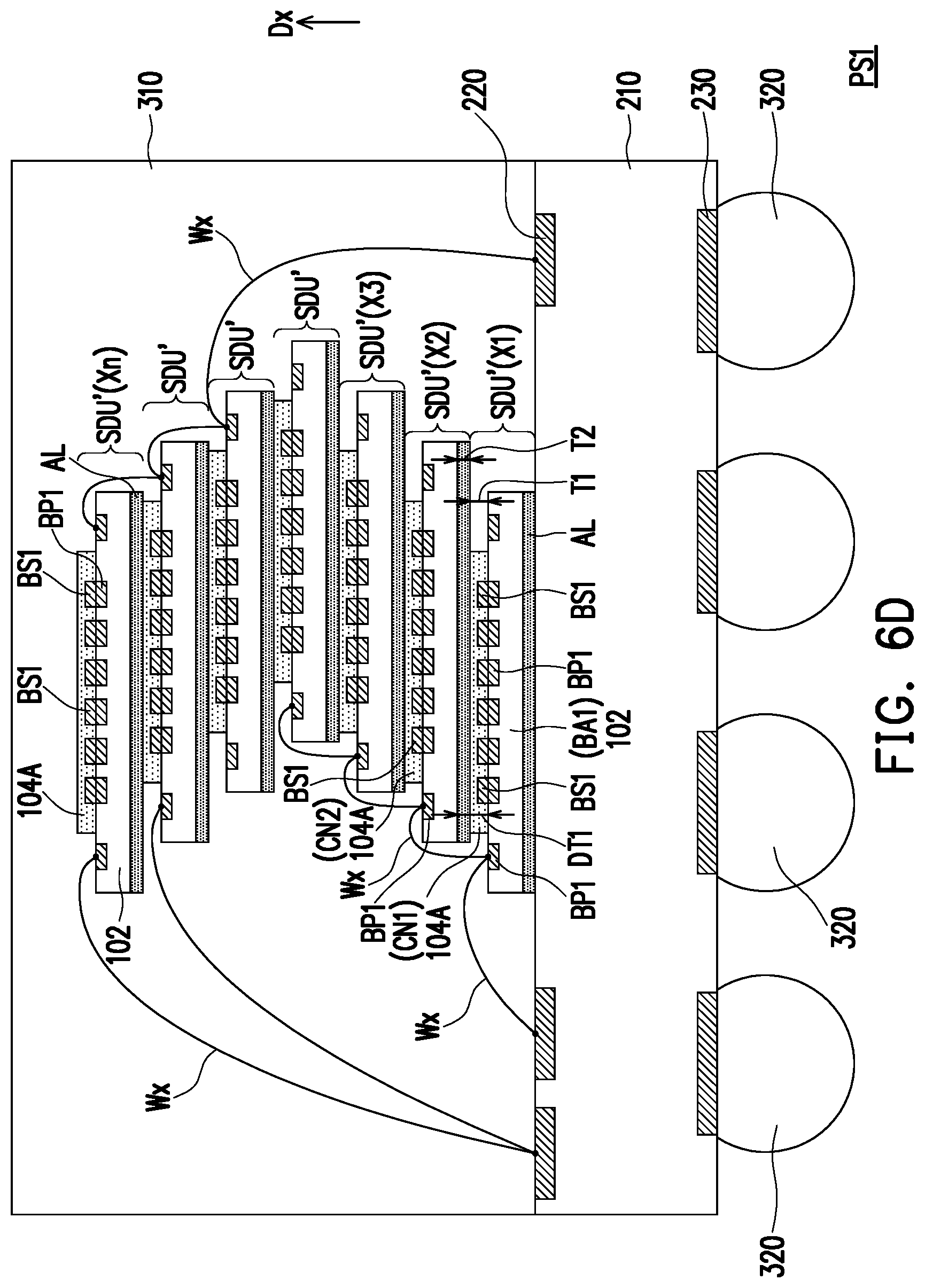 Patent US11784163 Figure 11 – Stacking structure, package structure and method of fabricating the same