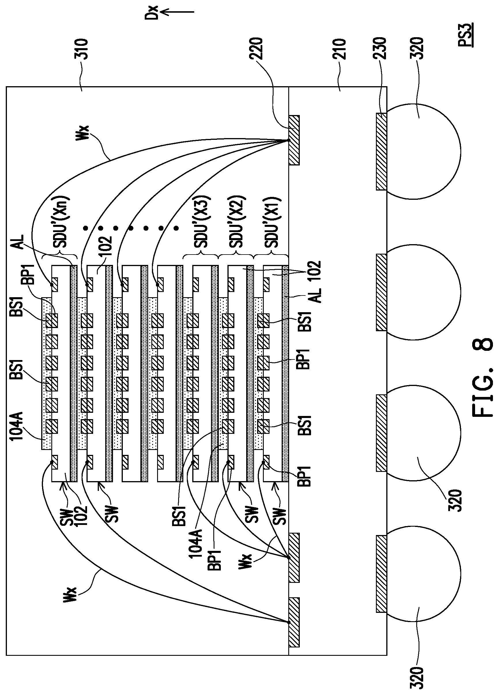 Patent US11784163 Figure 16 – Stacking structure, package structure and method of fabricating the same