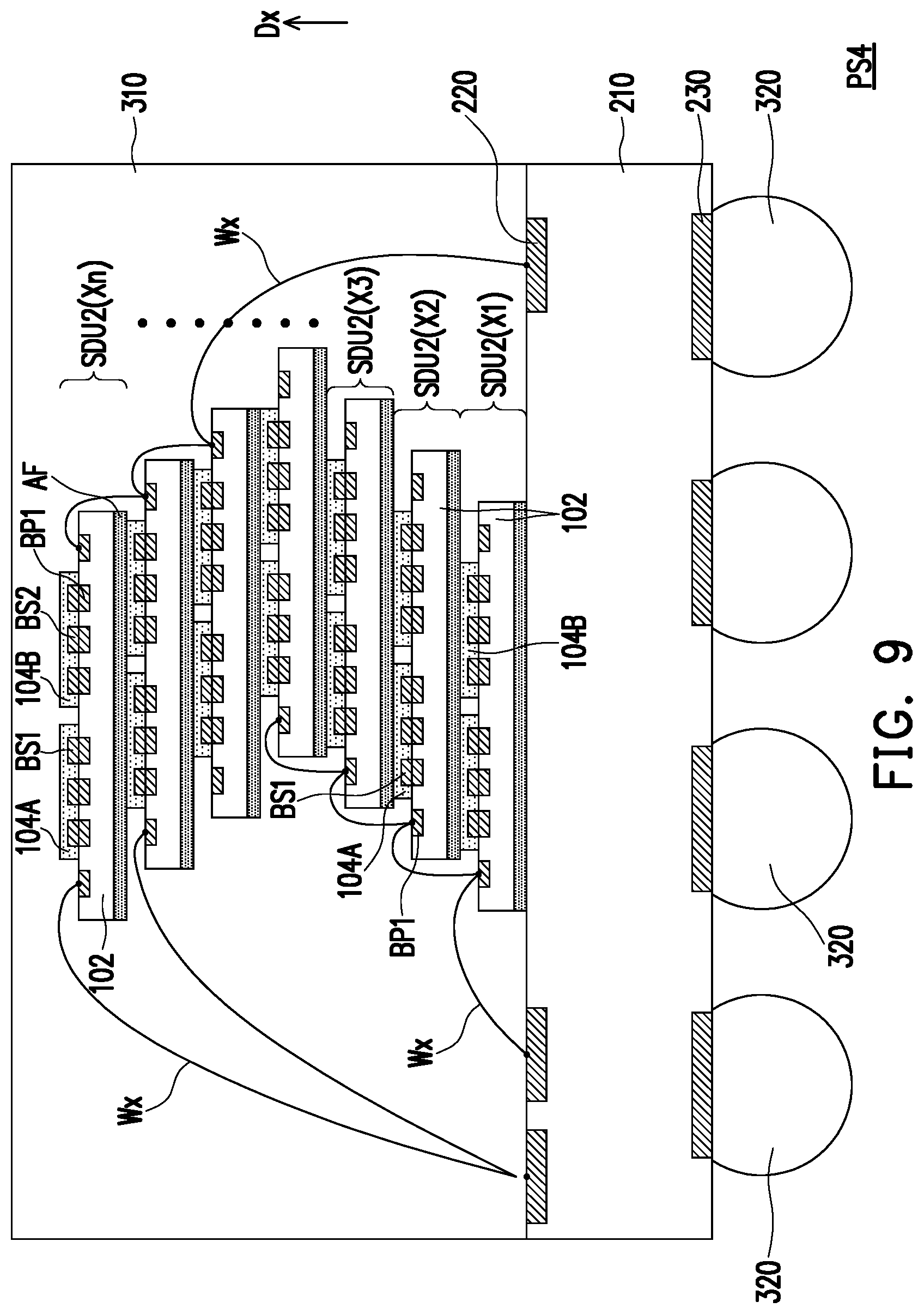 Patent US11784163 Figure 17 – Stacking structure, package structure and method of fabricating the same
