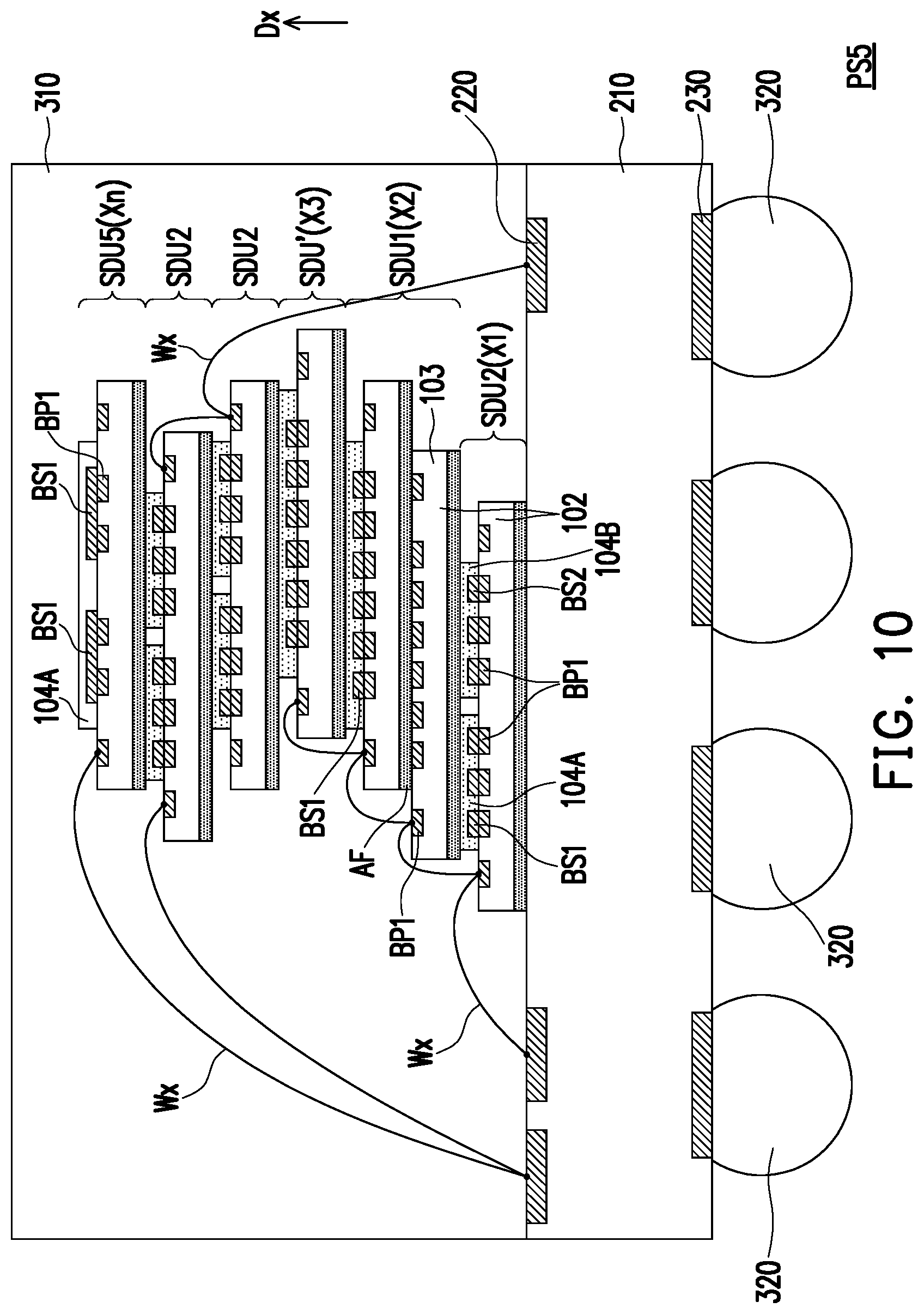 Patent US11784163 Figure 18 – Stacking structure, package structure and method of fabricating the same