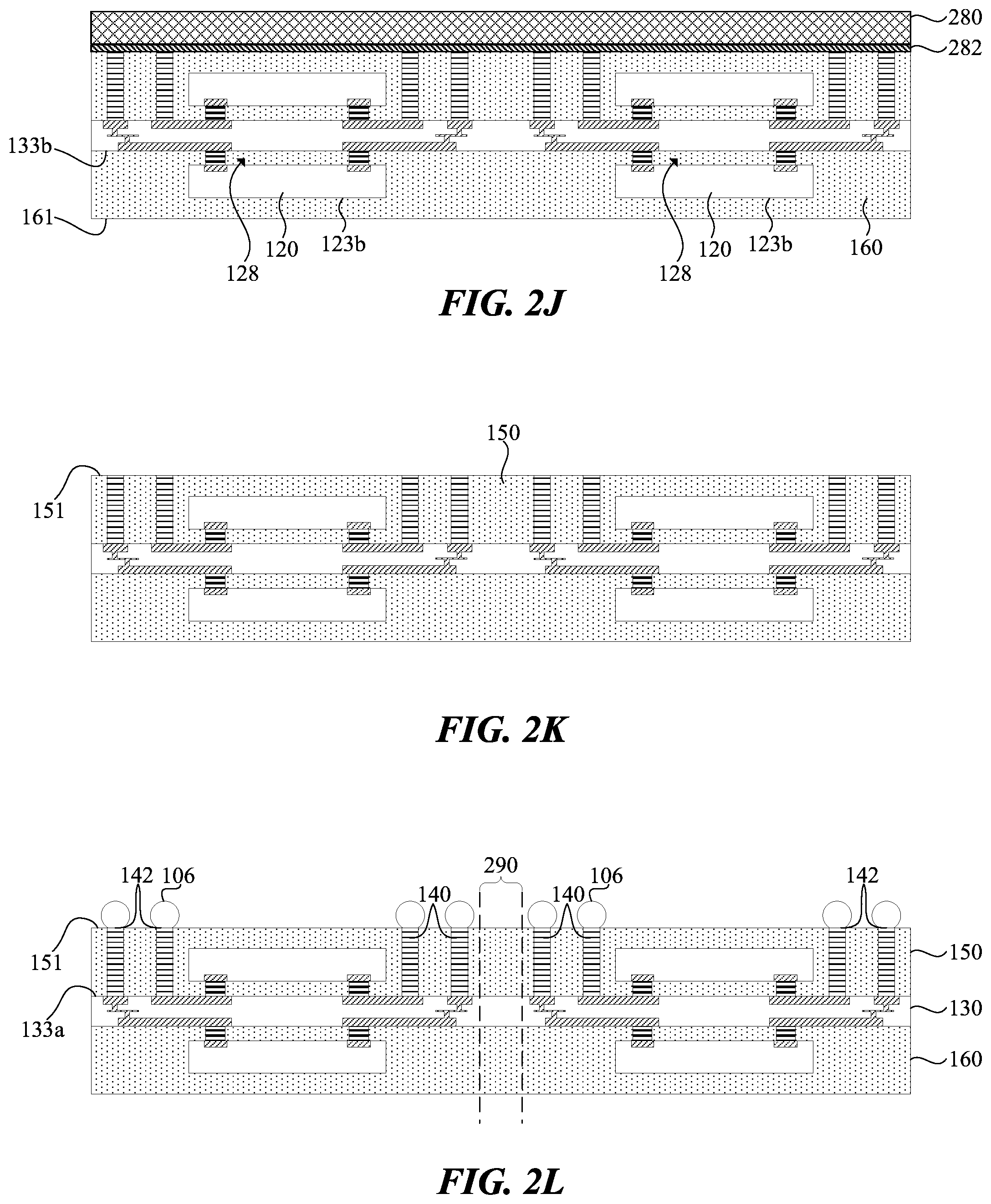 Patent US11784166 Figure 6 – Dual sided fan-out package having low warpage across all temperatures