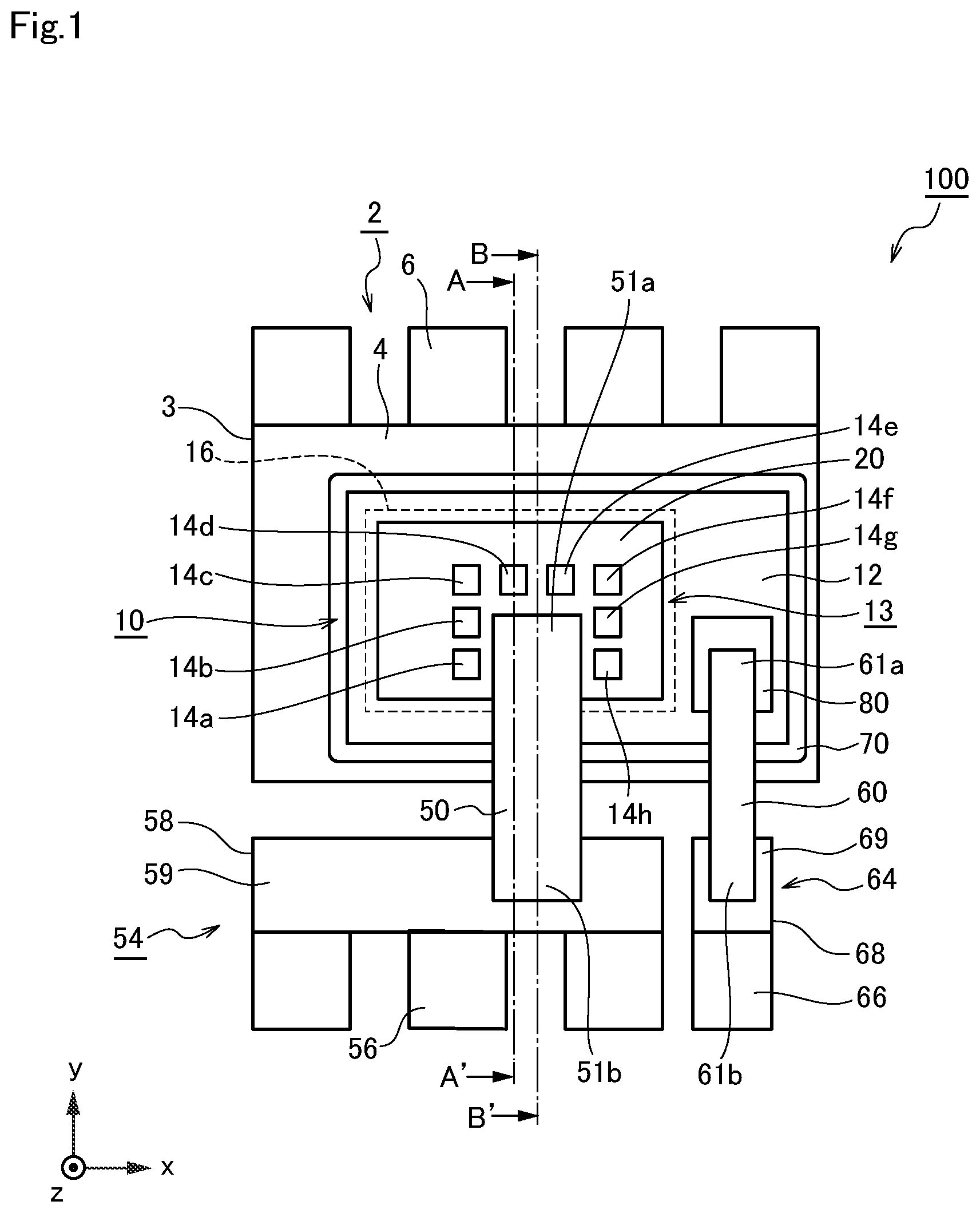 Patent US11784167 Figure 1 – Semiconductor device with metal film having openings