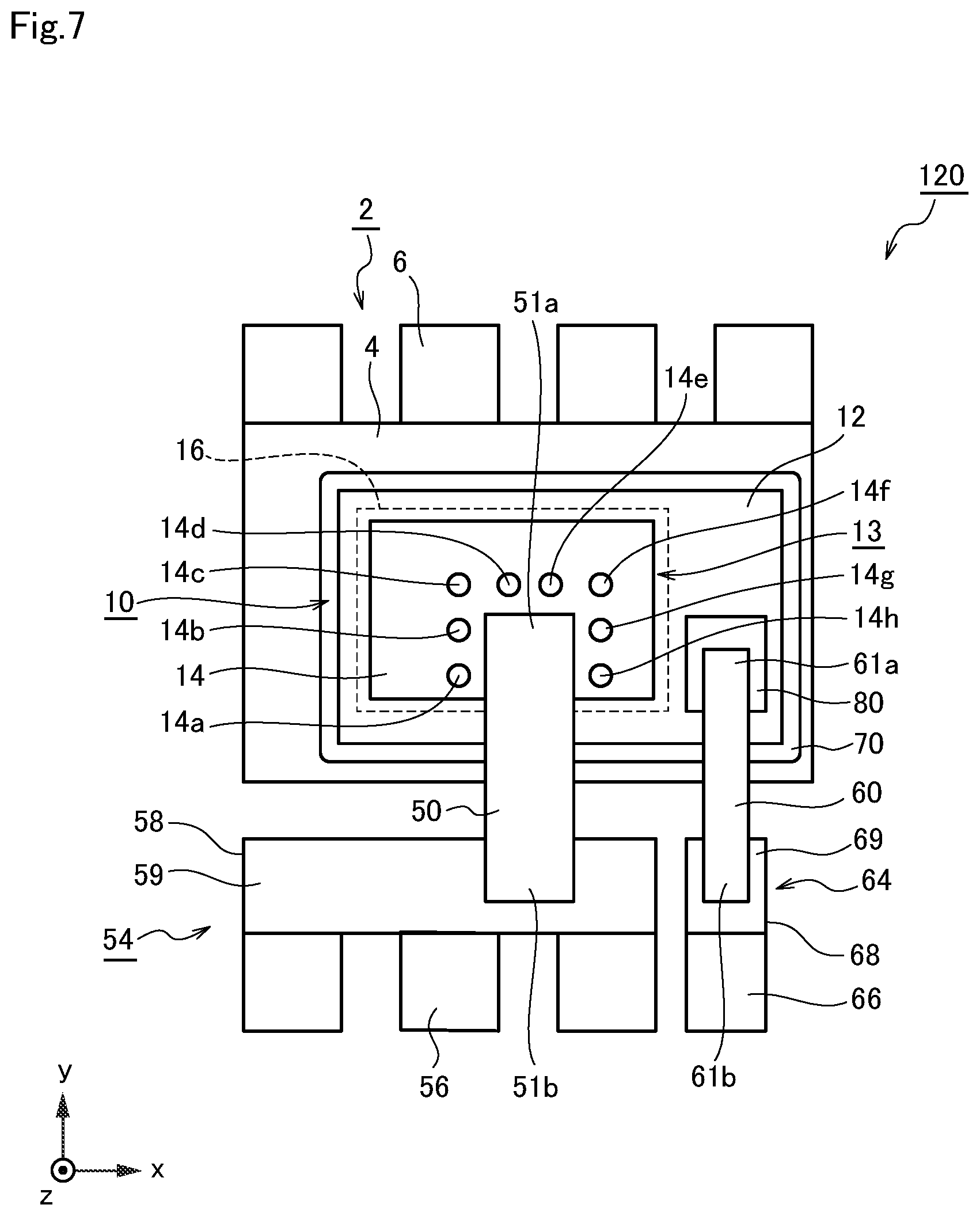 Patent US11784167 Figure 7 – Semiconductor device with metal film having openings