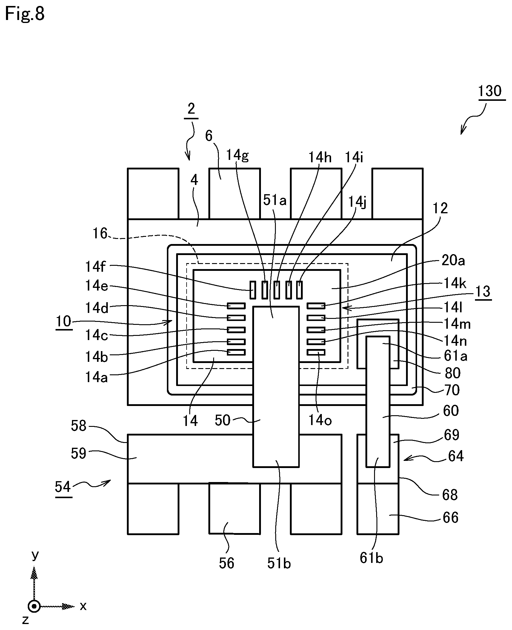 Patent US11784167 Figure 8 – Semiconductor device with metal film having openings