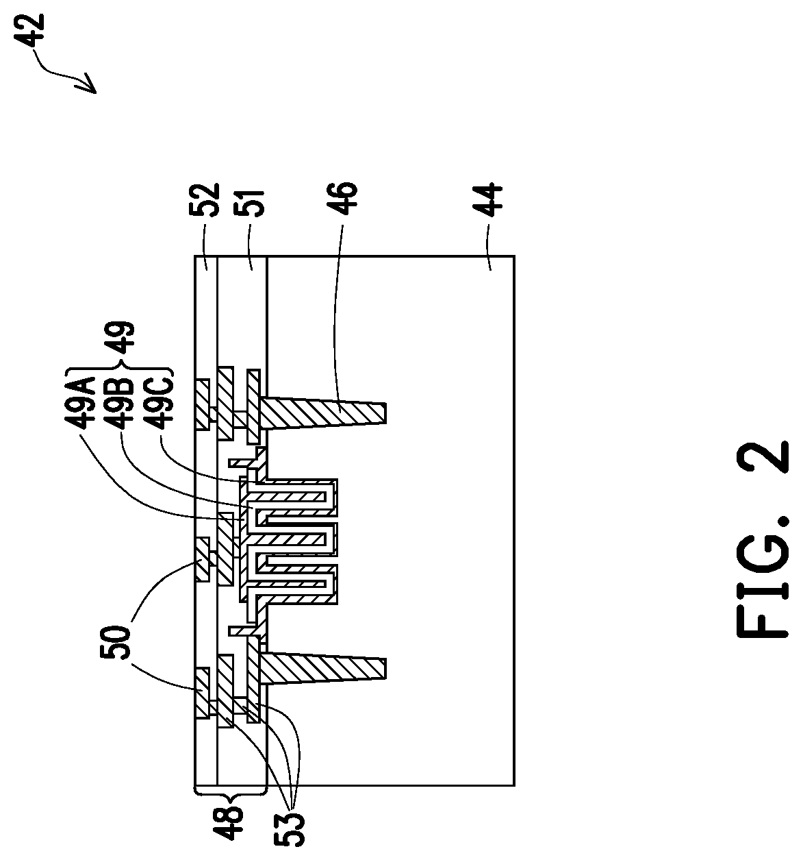 Patent US11784172 Figure 2 – Deep partition power delivery with deep trench capacitor