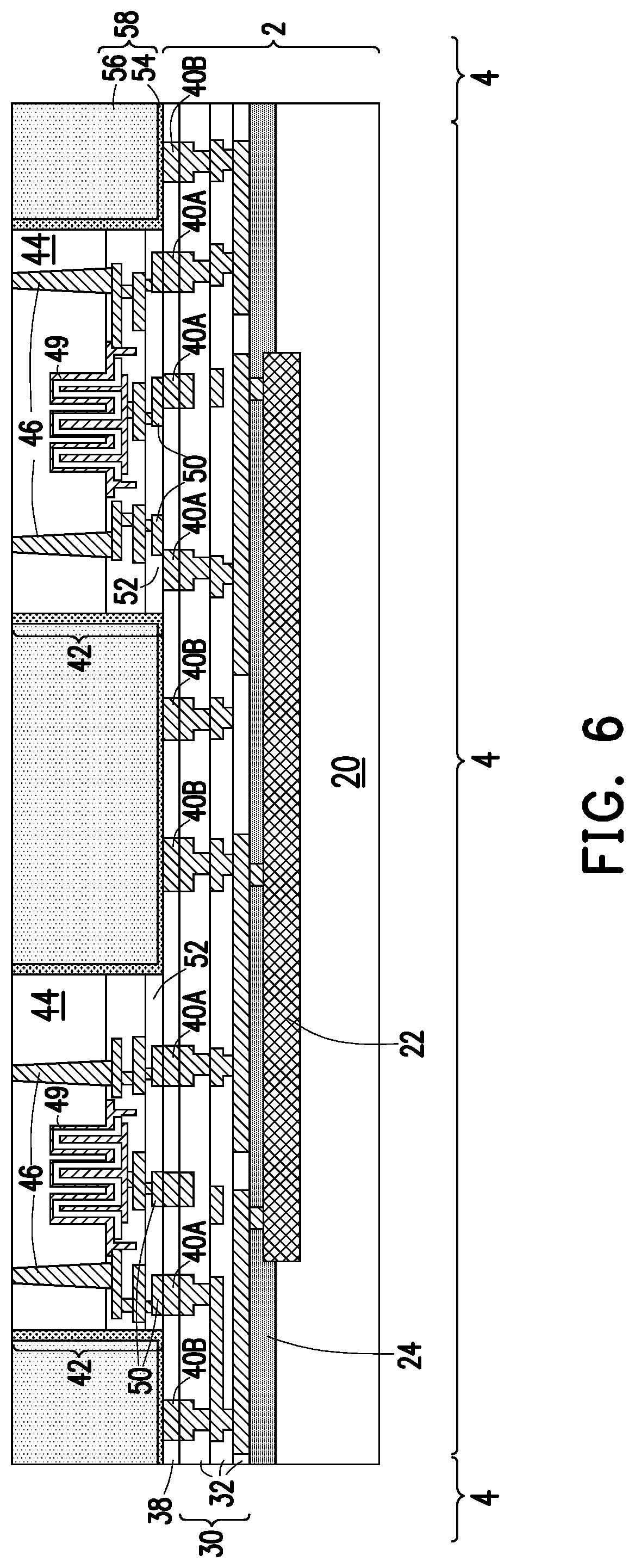 Patent US11784172 Figure 6 – Deep partition power delivery with deep trench capacitor