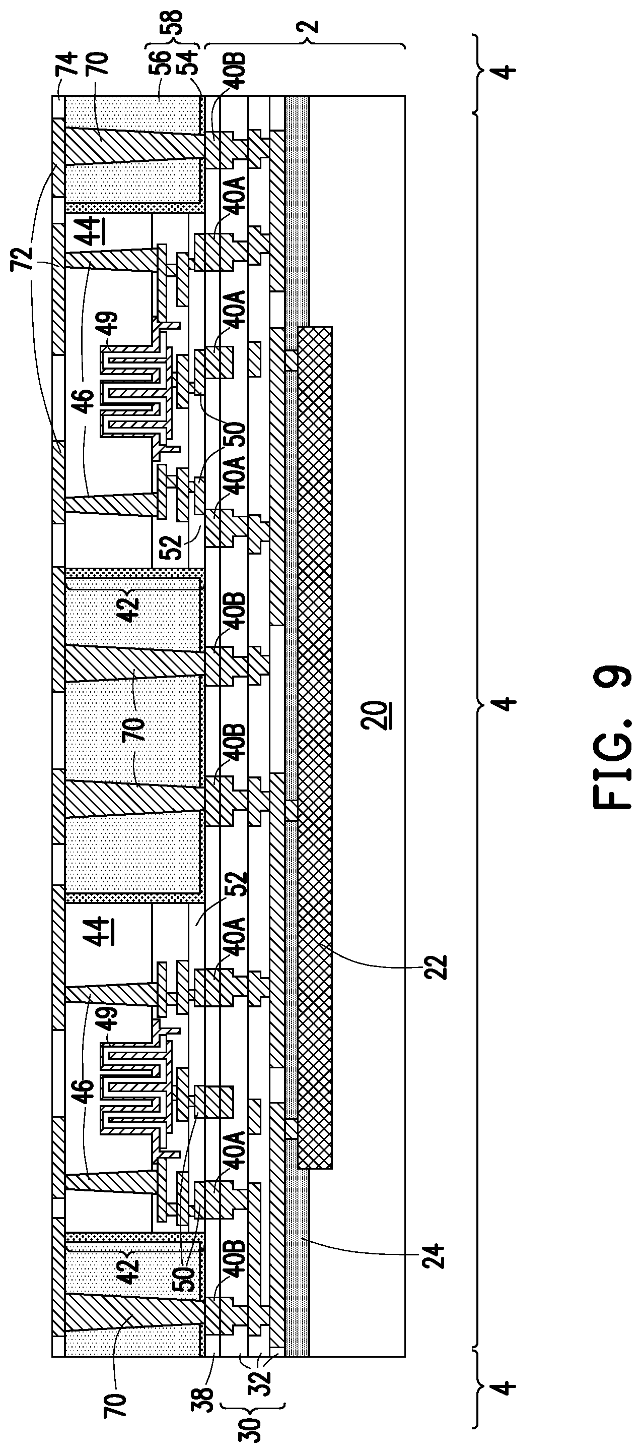 Patent US11784172 Figure 9 – Deep partition power delivery with deep trench capacitor