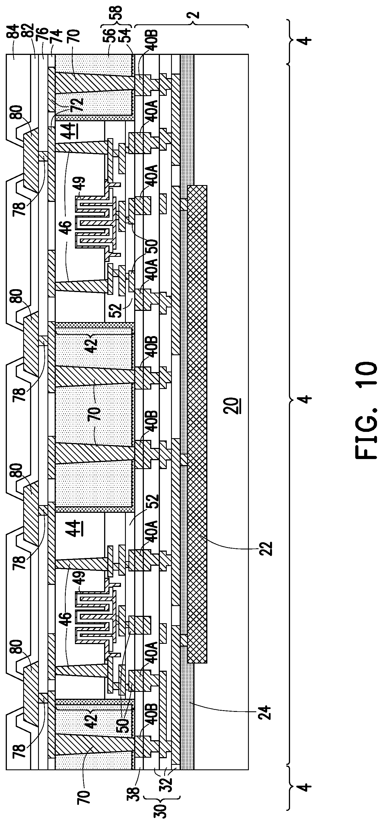Patent US11784172 Figure 10 – Deep partition power delivery with deep trench capacitor