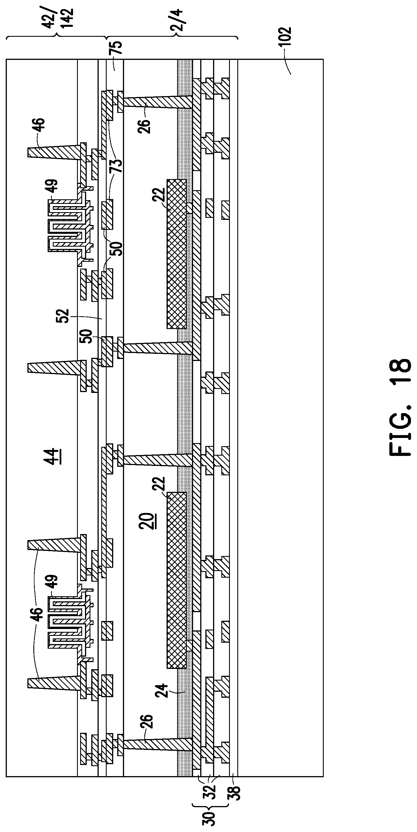 Patent US11784172 Figure 18 – Deep partition power delivery with deep trench capacitor