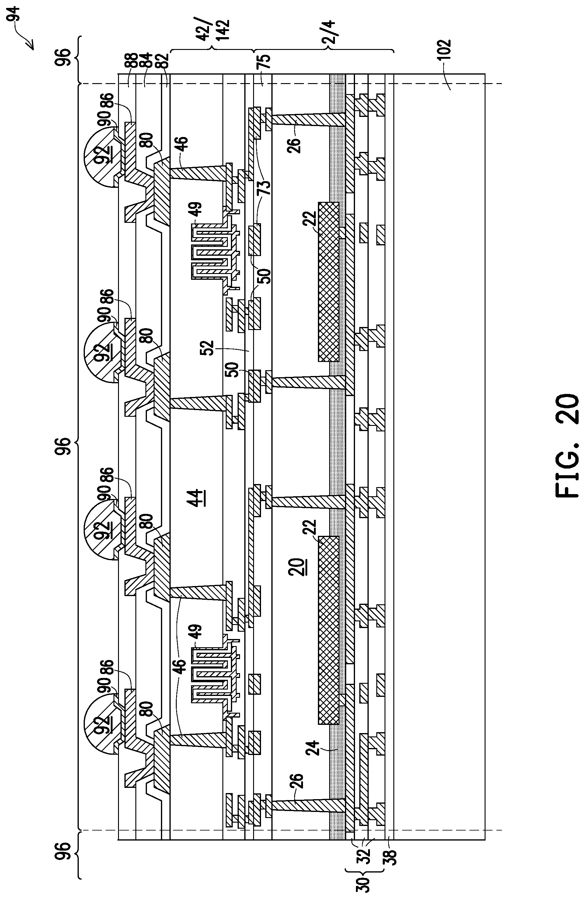 Patent US11784172 Figure 20 – Deep partition power delivery with deep trench capacitor