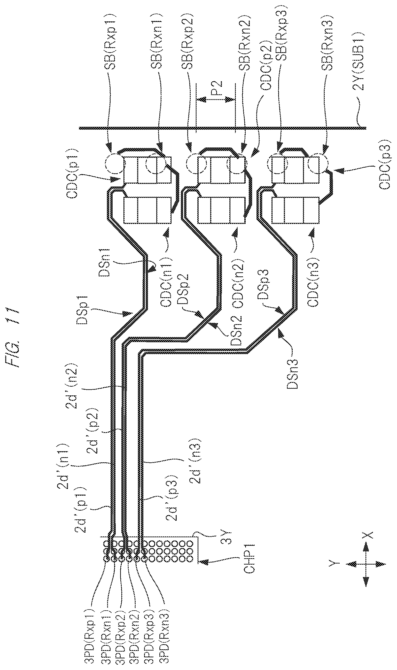 Patent US11784173 Figure 11 – Semiconductor device including a circuit for transmitting a signal