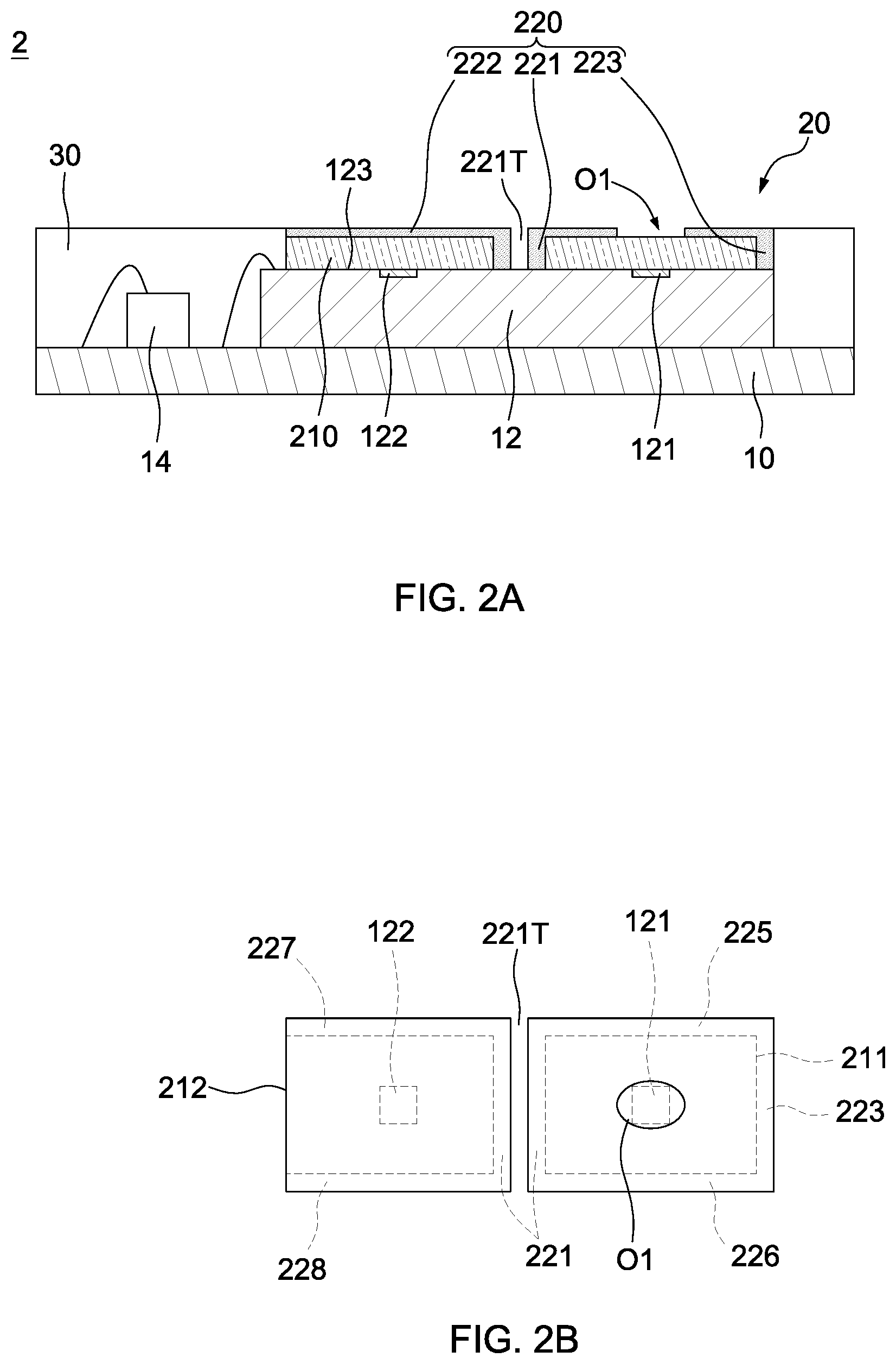 Patent US11784174 Figure 2 – Optical package structure and method for manufacturing the same