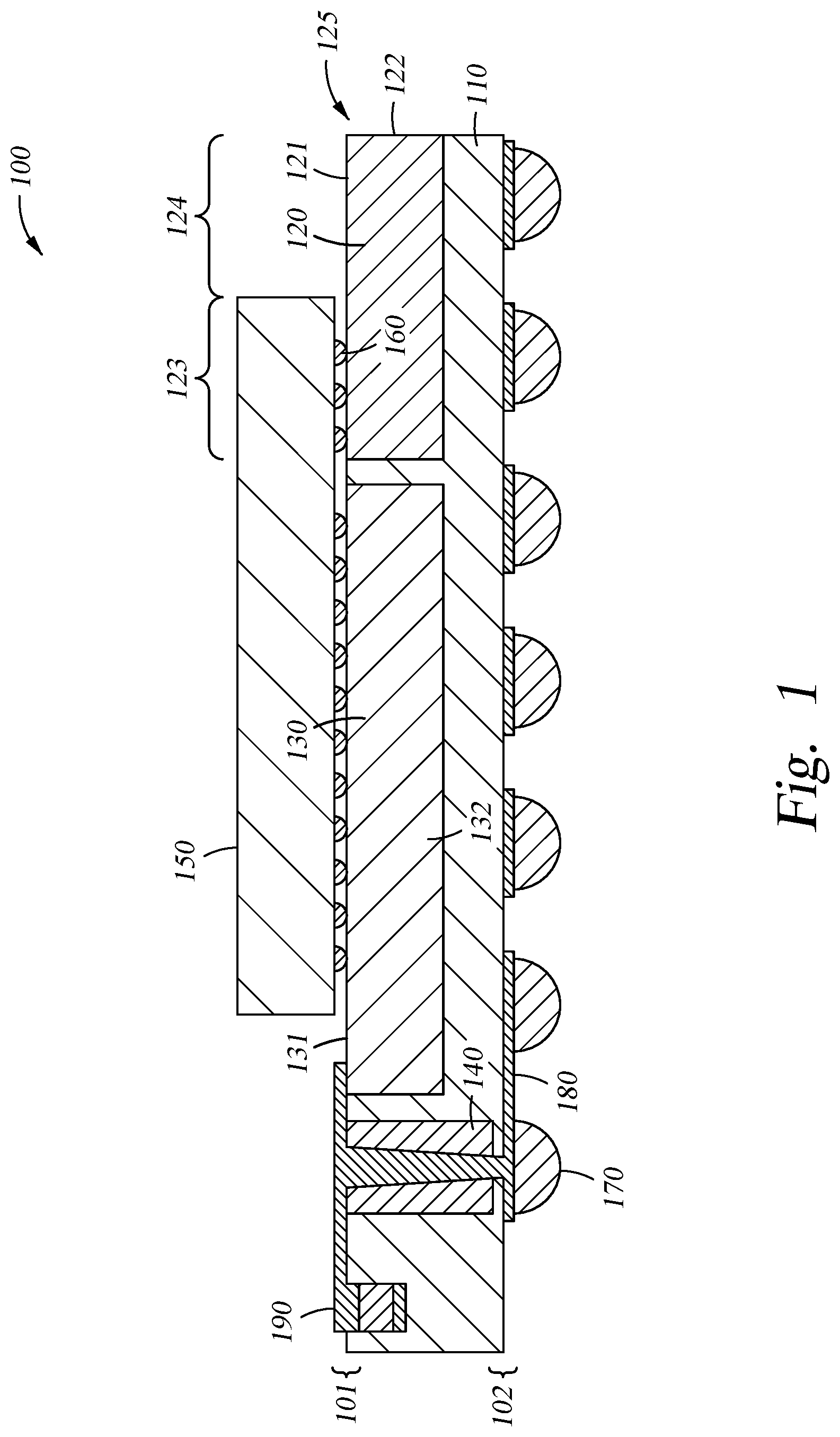 Patent US11784175 Figure 1 – Integrated circuit bridge for photonics and electrical chip integration
