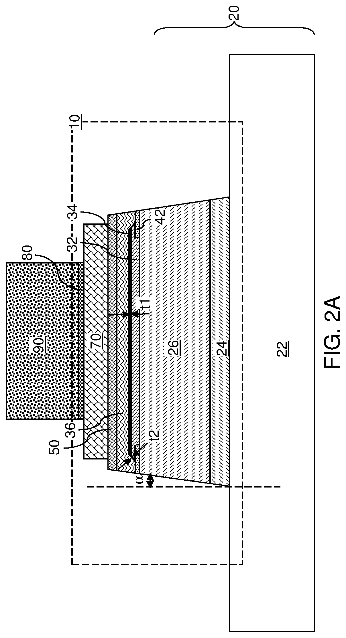 Patent US11784176 Figure 2 – Light emitting diode device containing a positive photoresist insulating spacer and a conductive sidewall contact and method of making the same