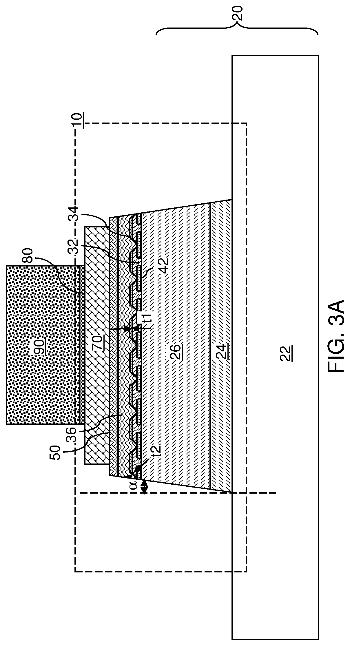 Patent US11784176 Figure 4 – Light emitting diode device containing a positive photoresist insulating spacer and a conductive sidewall contact and method of making the same