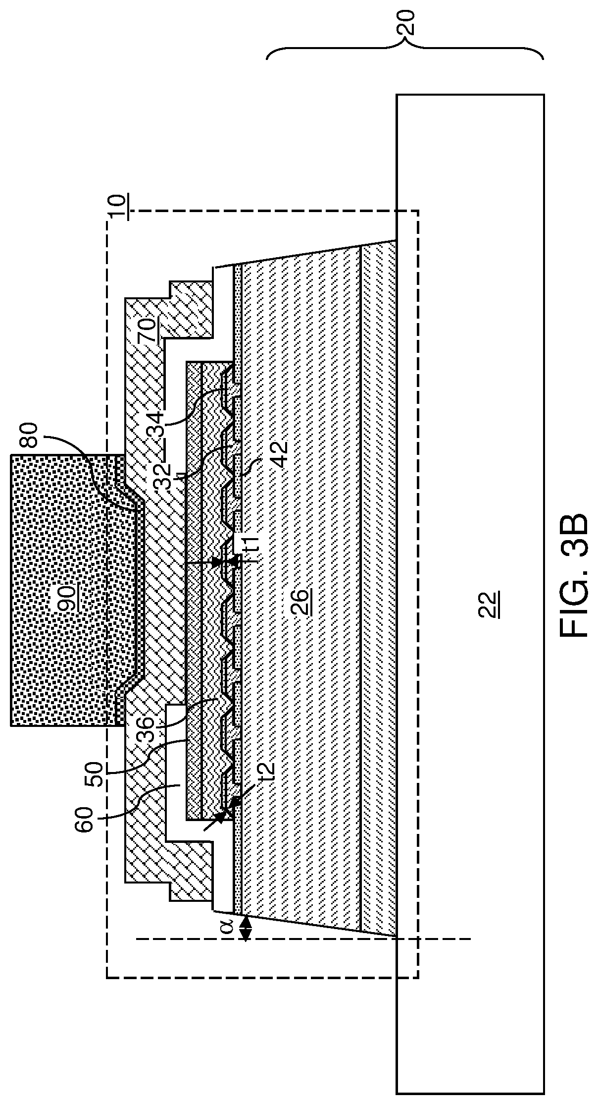 Patent US11784176 Figure 5 – Light emitting diode device containing a positive photoresist insulating spacer and a conductive sidewall contact and method of making the same