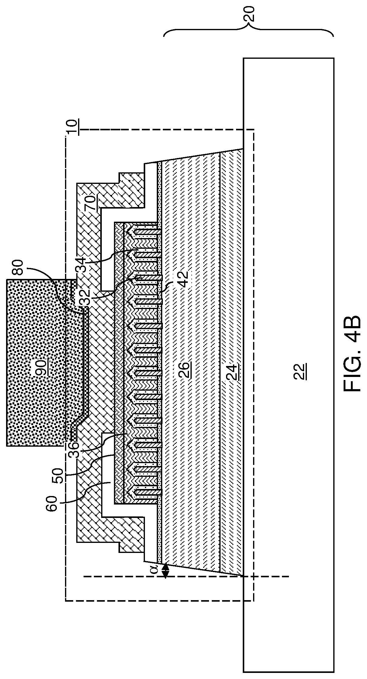 Patent US11784176 Figure 7 – Light emitting diode device containing a positive photoresist insulating spacer and a conductive sidewall contact and method of making the same