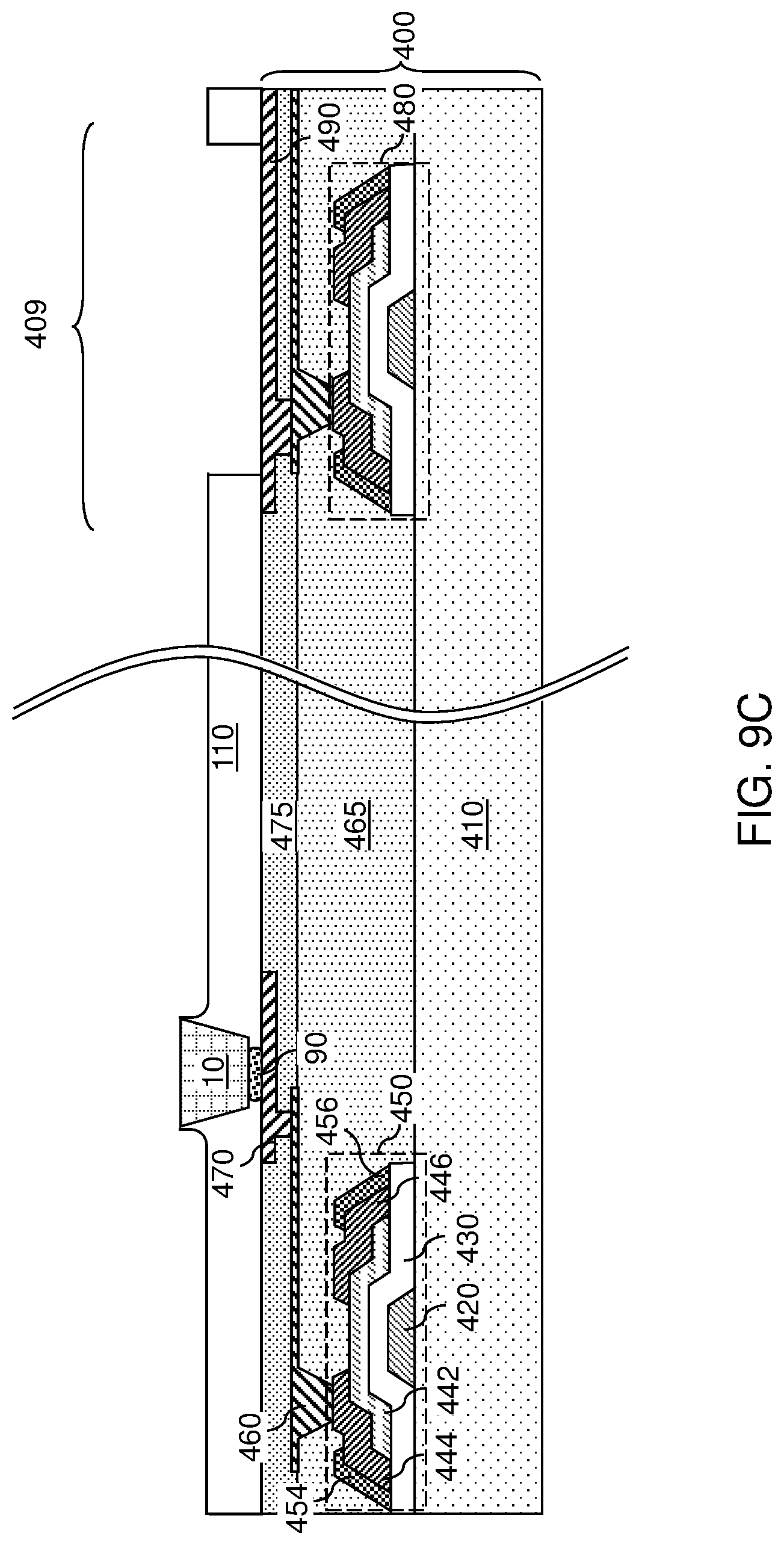 Patent US11784176 Figure 18 – Light emitting diode device containing a positive photoresist insulating spacer and a conductive sidewall contact and method of making the same