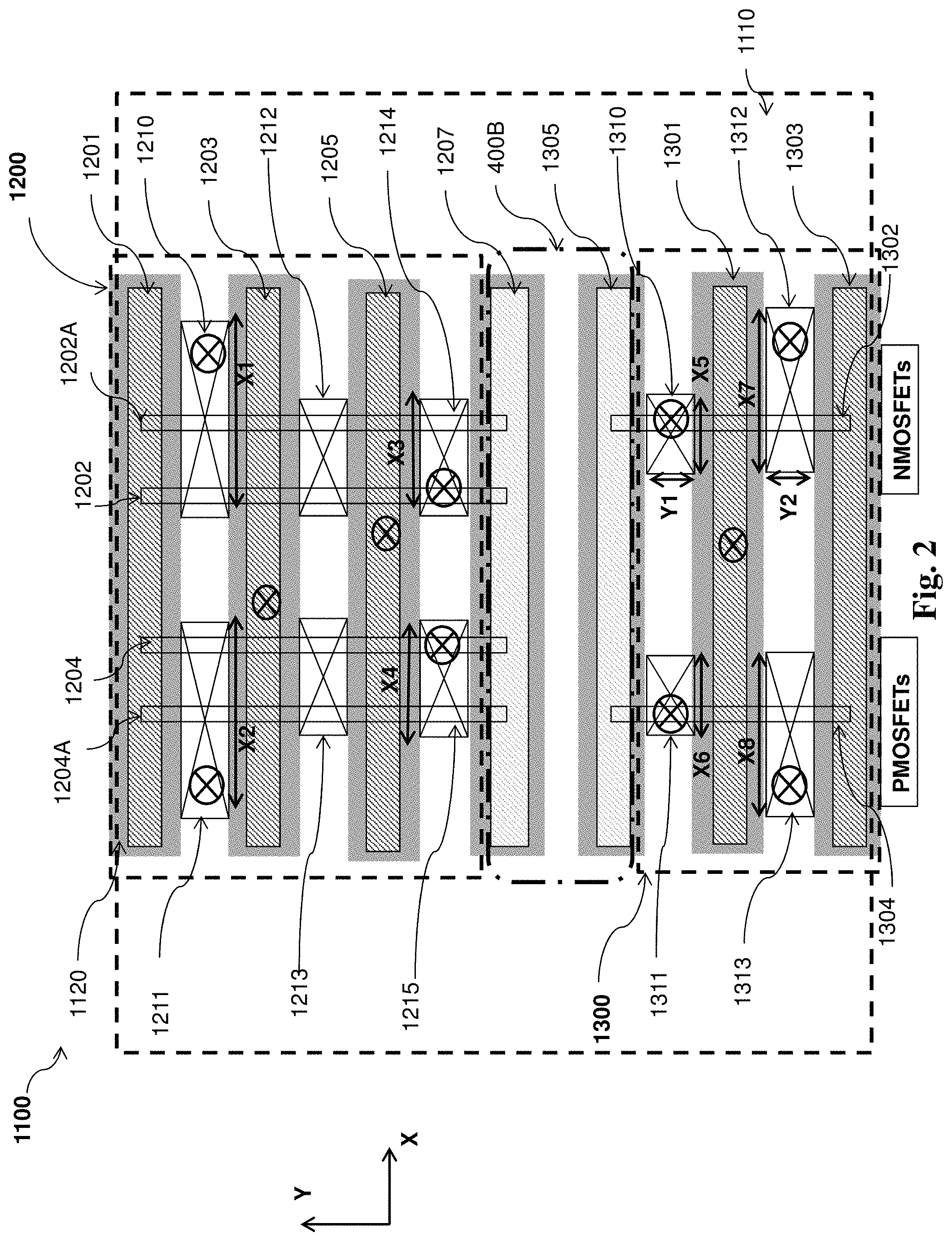 Patent US11784180 Figure 2 – Semiconductor device layout