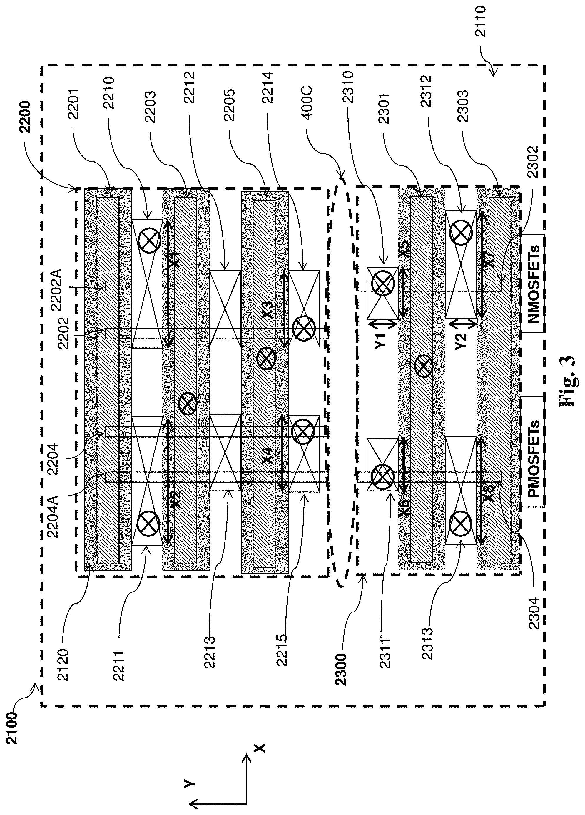 Patent US11784180 Figure 3 – Semiconductor device layout
