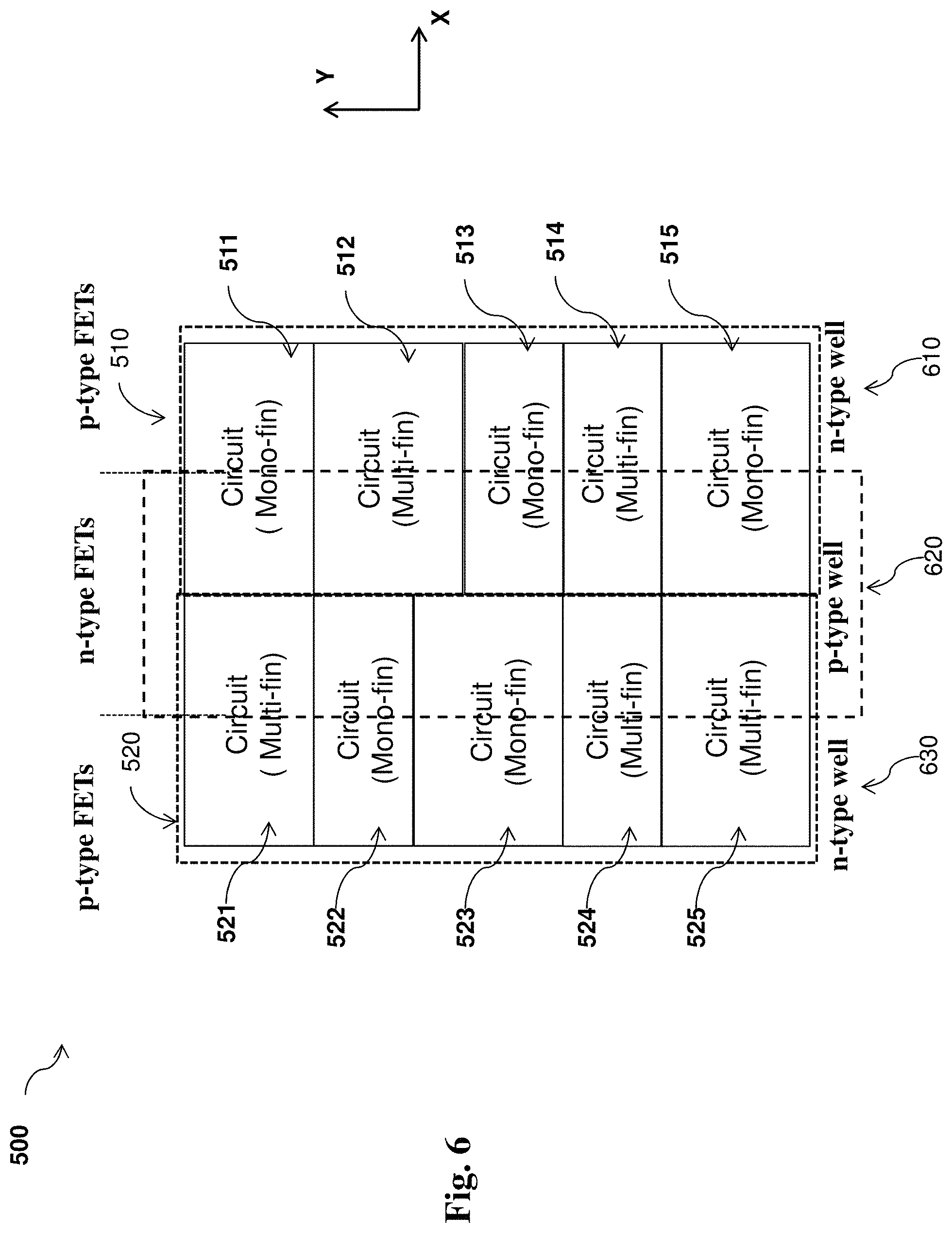 Patent US11784180 Figure 6 – Semiconductor device layout
