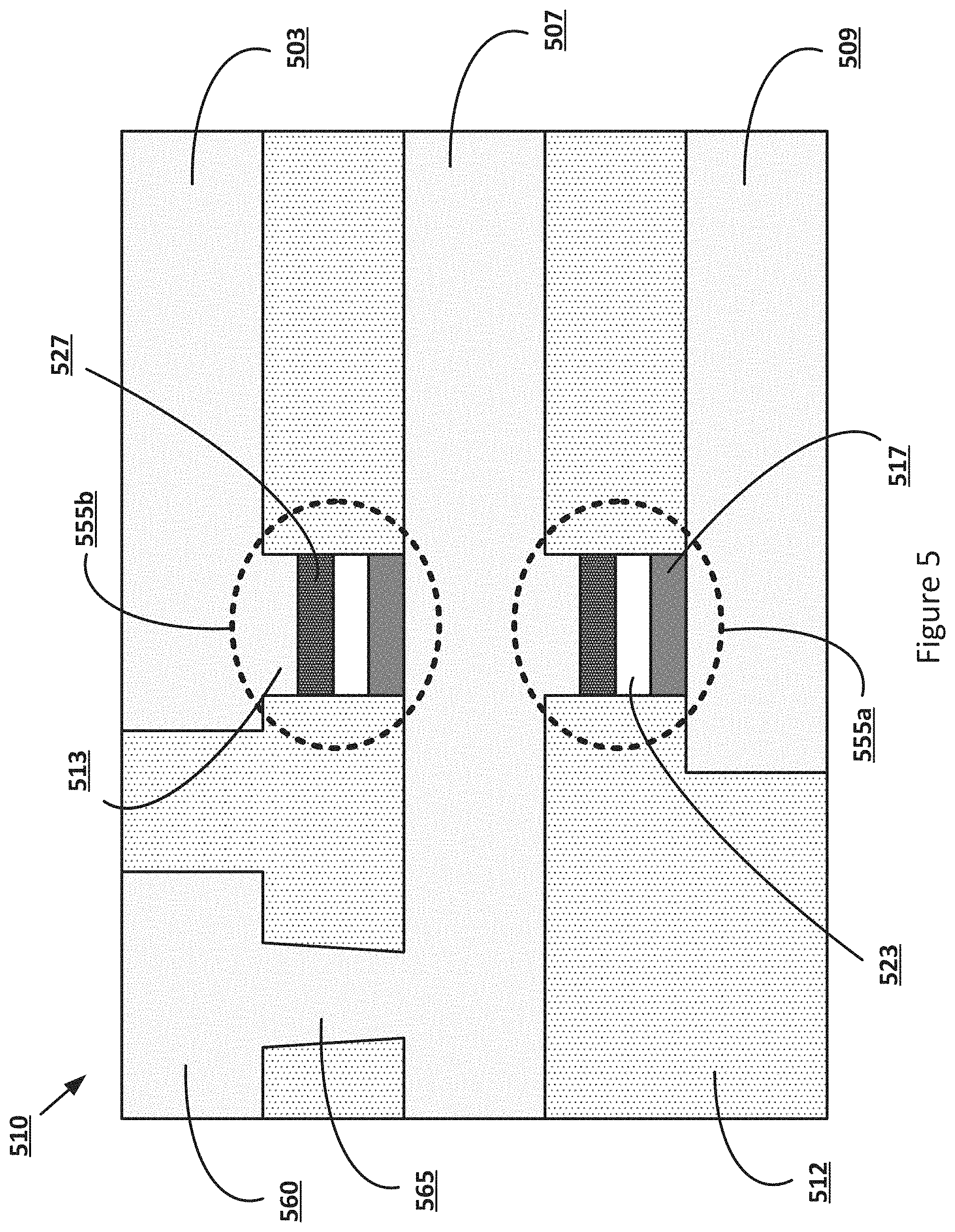Patent US11784181 Figure 5 – Die backend diodes for electrostatic discharge (ESD) protection