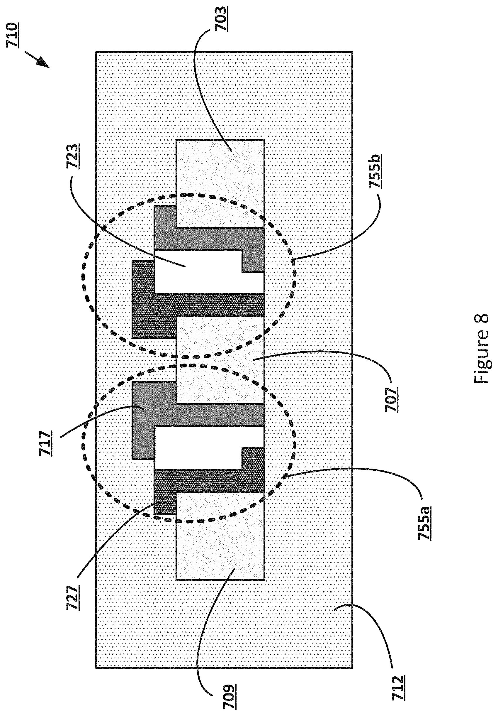 Patent US11784181 Figure 8 – Die backend diodes for electrostatic discharge (ESD) protection
