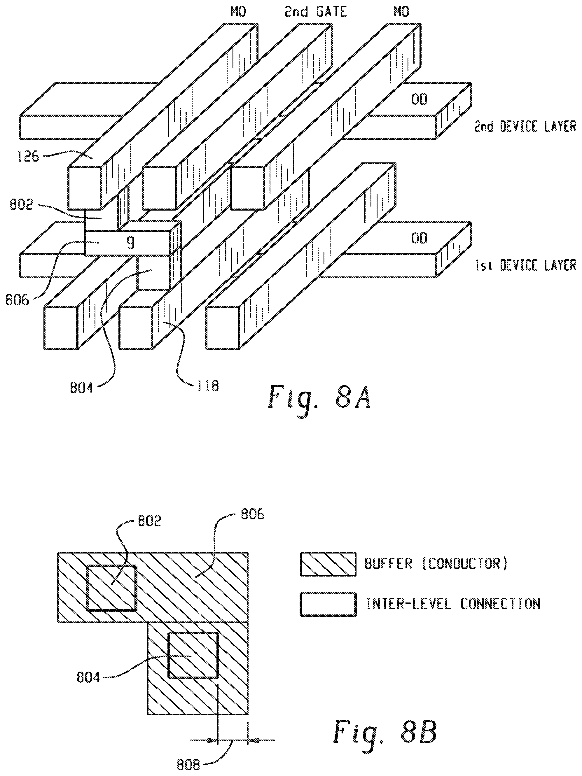 Patent US11784183 Figure 8 – Inter-level connection for multi-layer structures