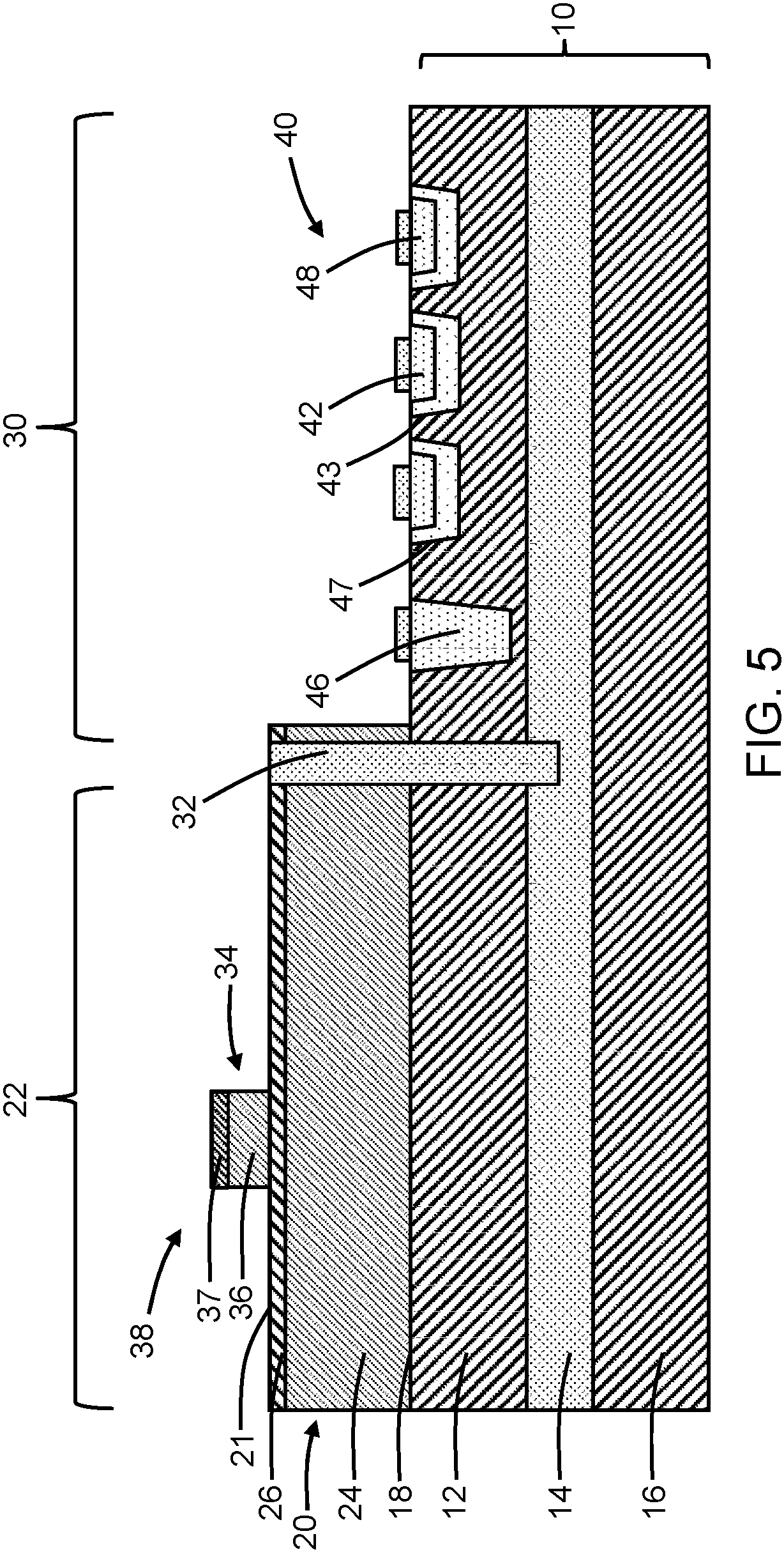 Patent US11784189 Figure 5 – Monolithic integration of diverse device types with shared electrical isolation