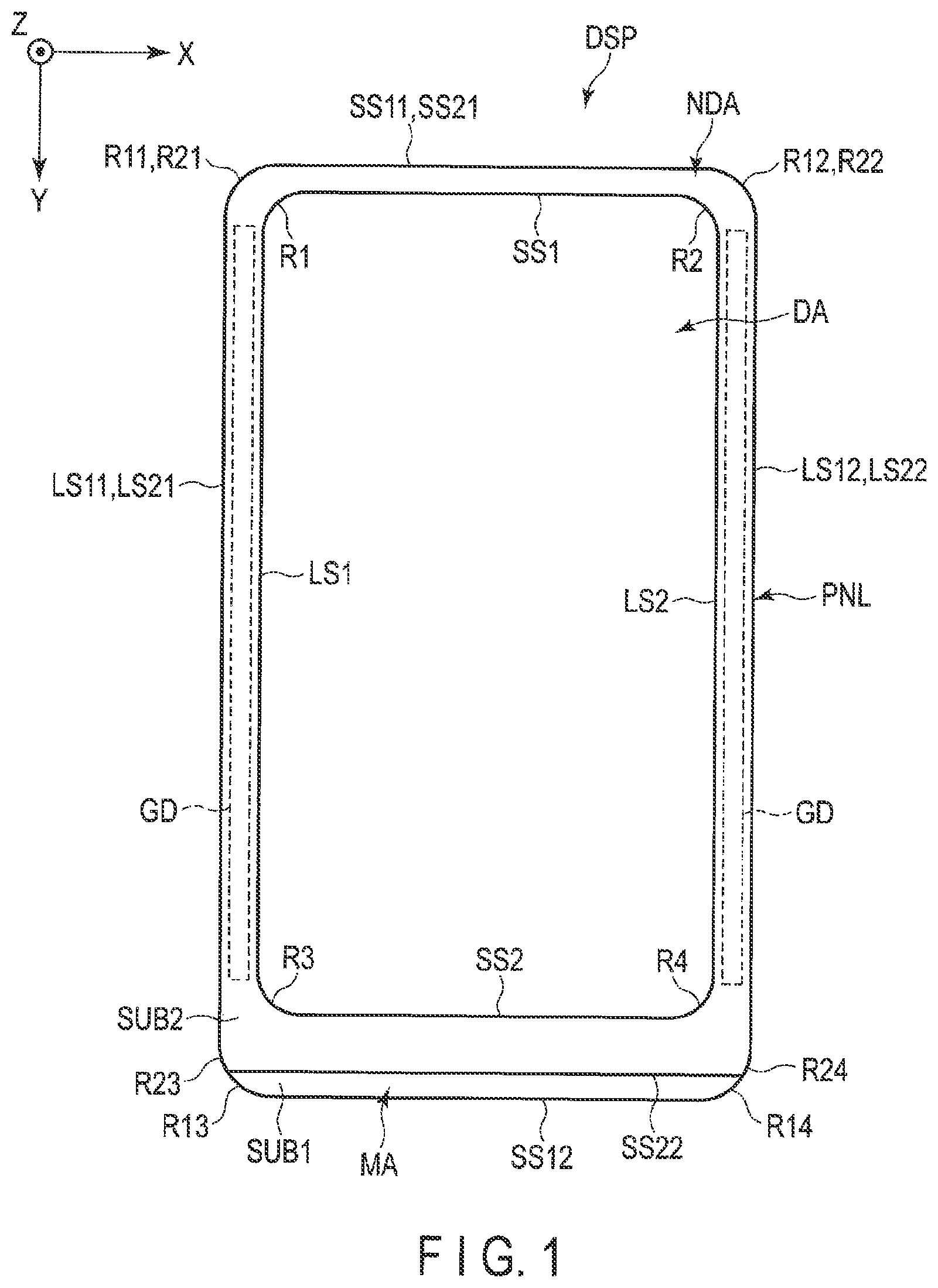 Patent US11784193 Figure 1 – Display device